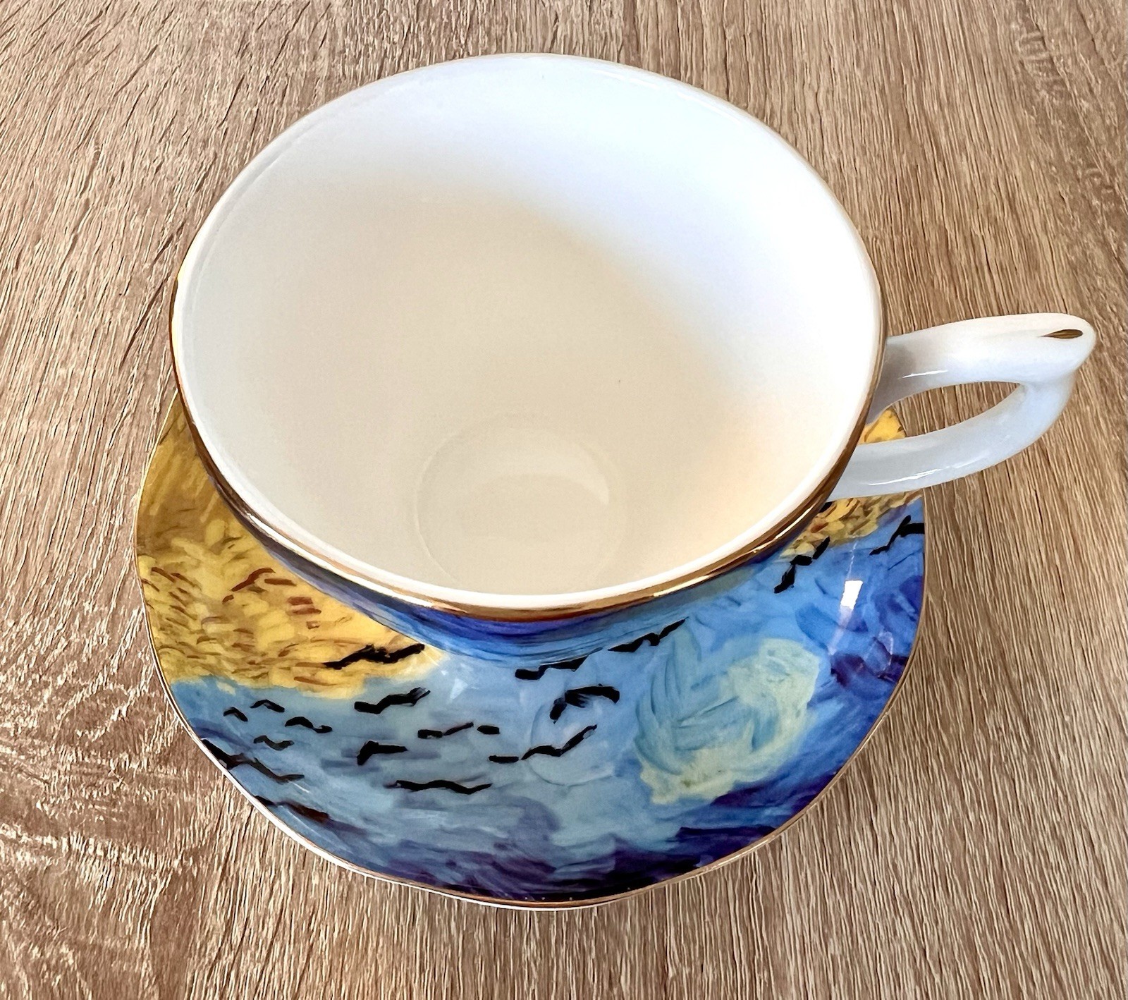 Unmarked Ceramic Tea Cup & Saucer Set Art Theme Decorative China