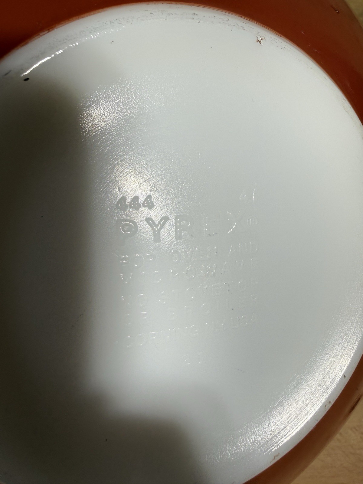 🔥VTG Pyrex XL Autumn Harvest 444 Cinderella Mixing Bowl Wheat Rust Orange 4 Qt