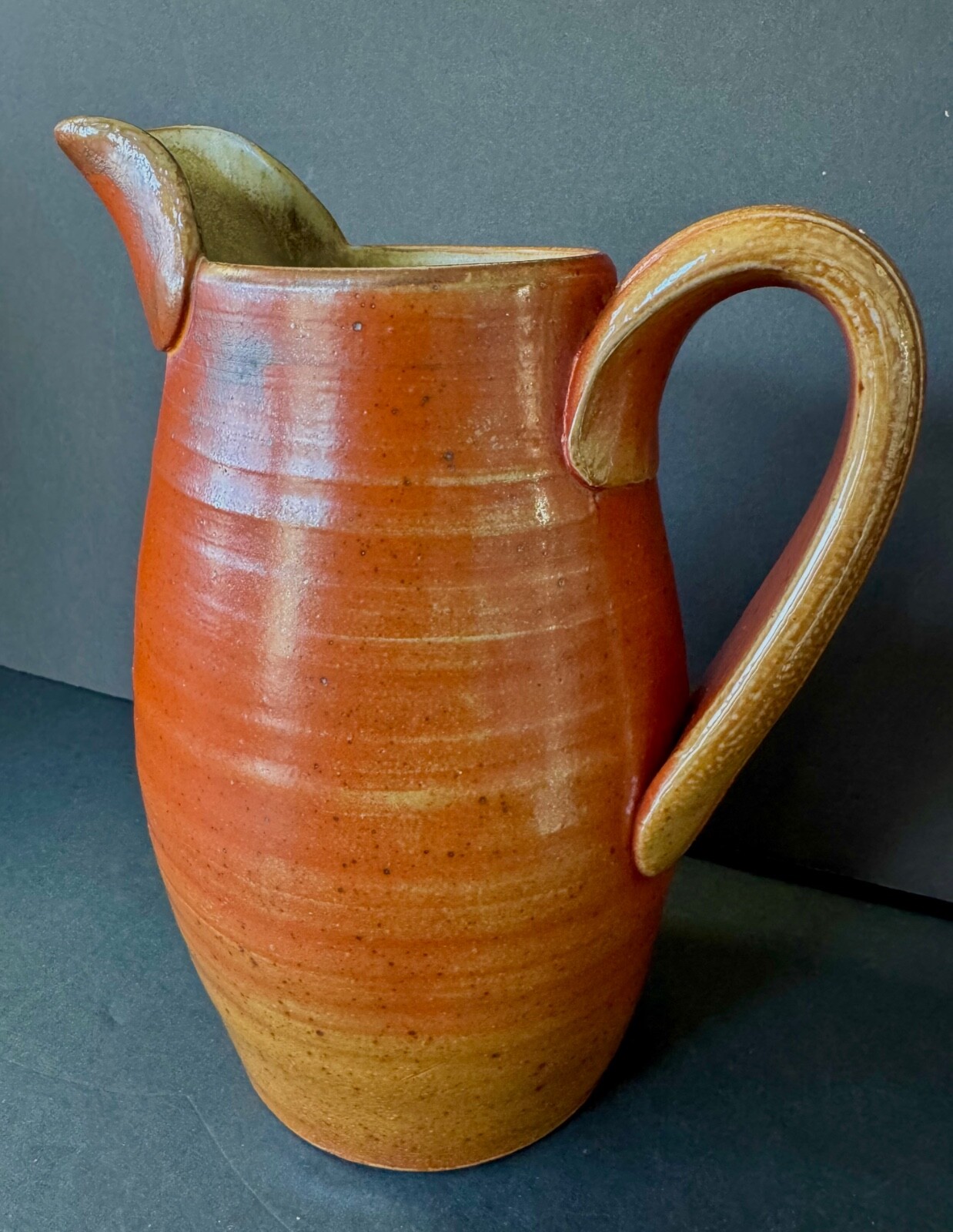 Contemporary handcrafted Sagger fire pitcher 9”
