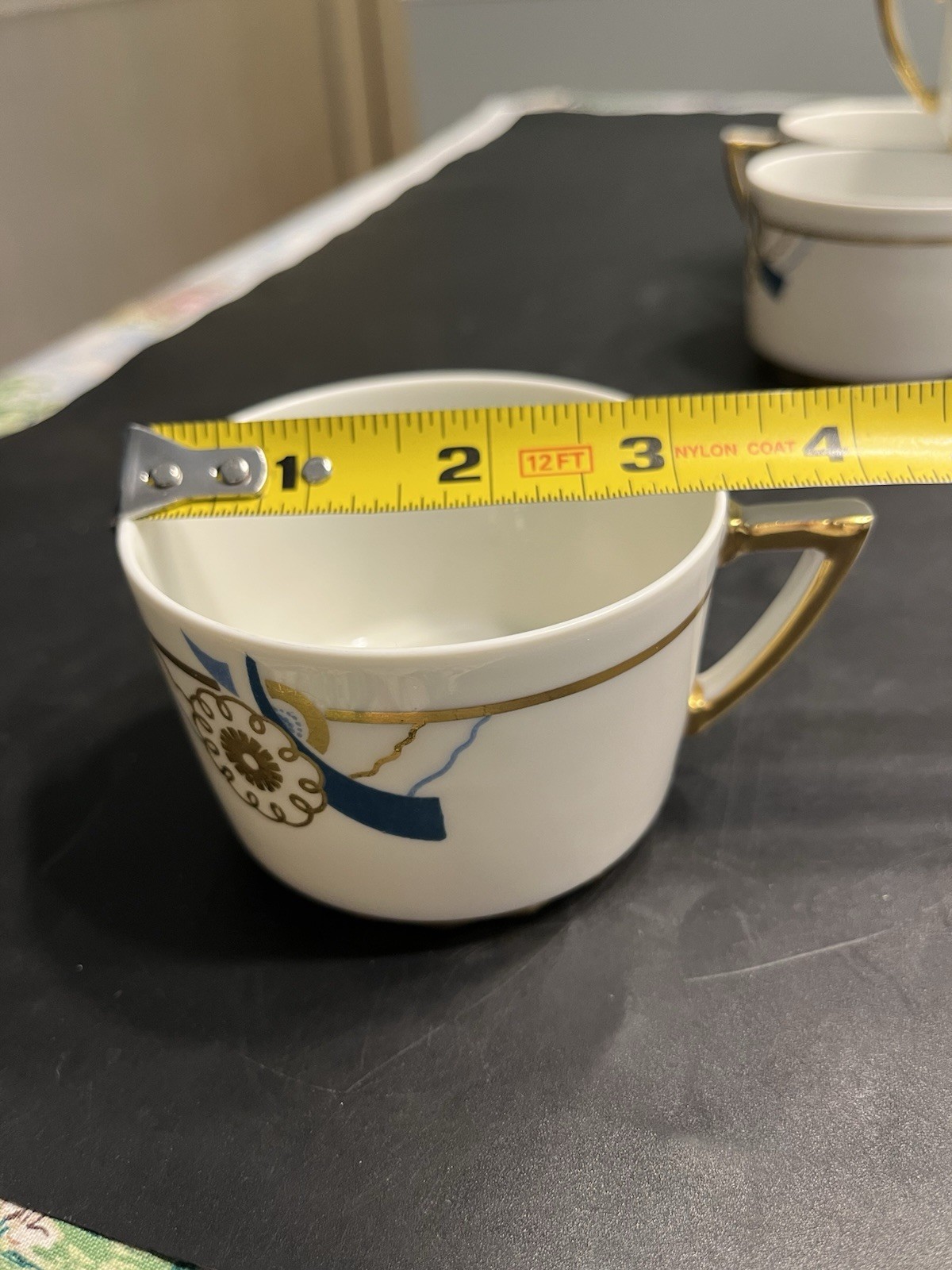 Haviland Limoges France Gold Teal Blue Coffee Tea Cups Mugs 6pc