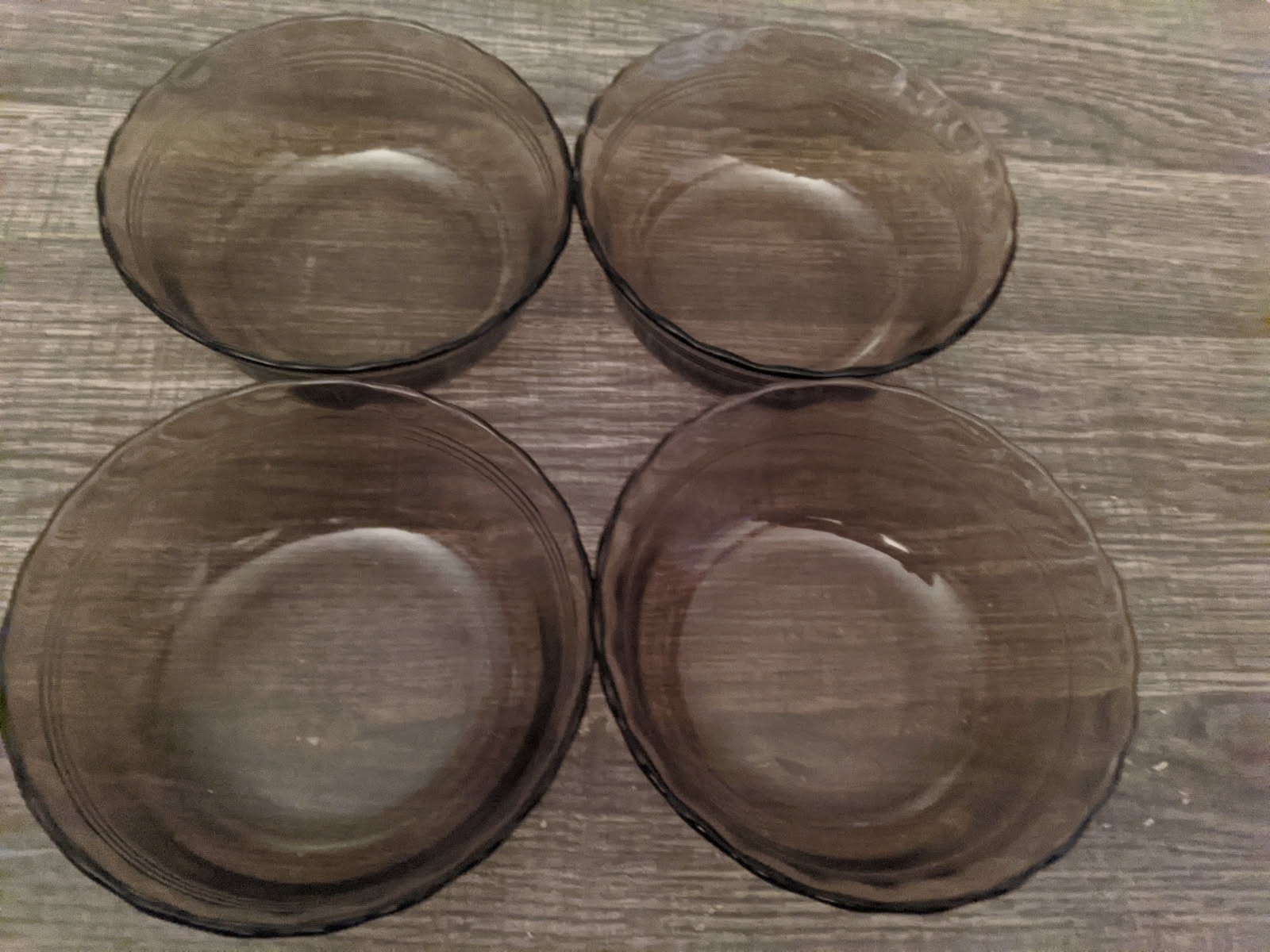 PYREX AMBER CEREAL /SOUP BOWLS x4 SCALLOPED EDGE 5&1/2 INCHES FREE USA SHIPPING