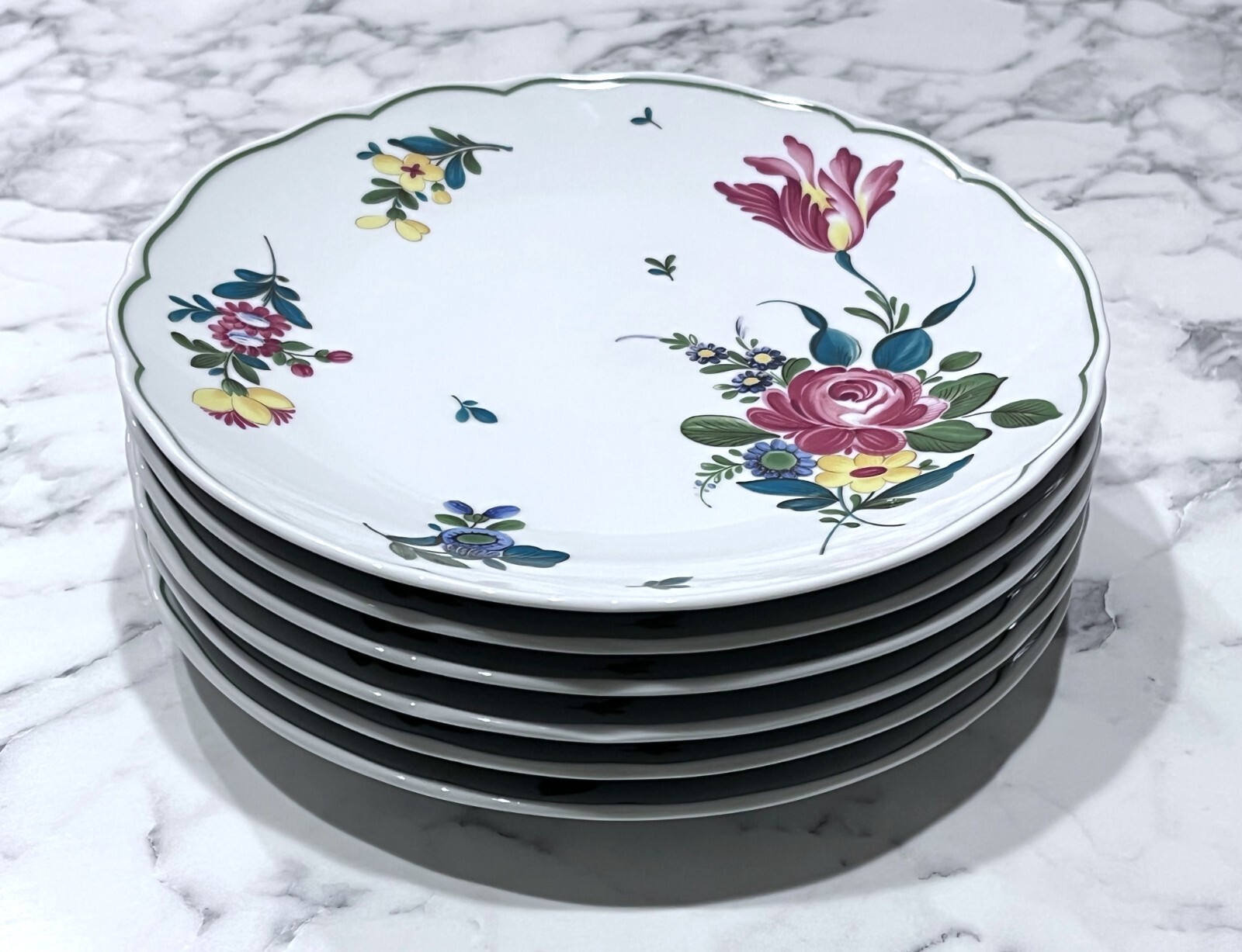 6 Hutschenreuther Engadin Maria Theresa Hotel 9 1/2″ Plates Germany Scarce EC!