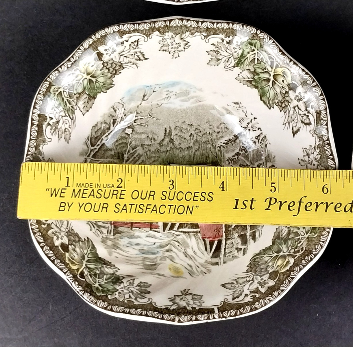 Vintage Johnson Brothers Friendly Village Covered Bridge 6.25″ Square Soup Bowls