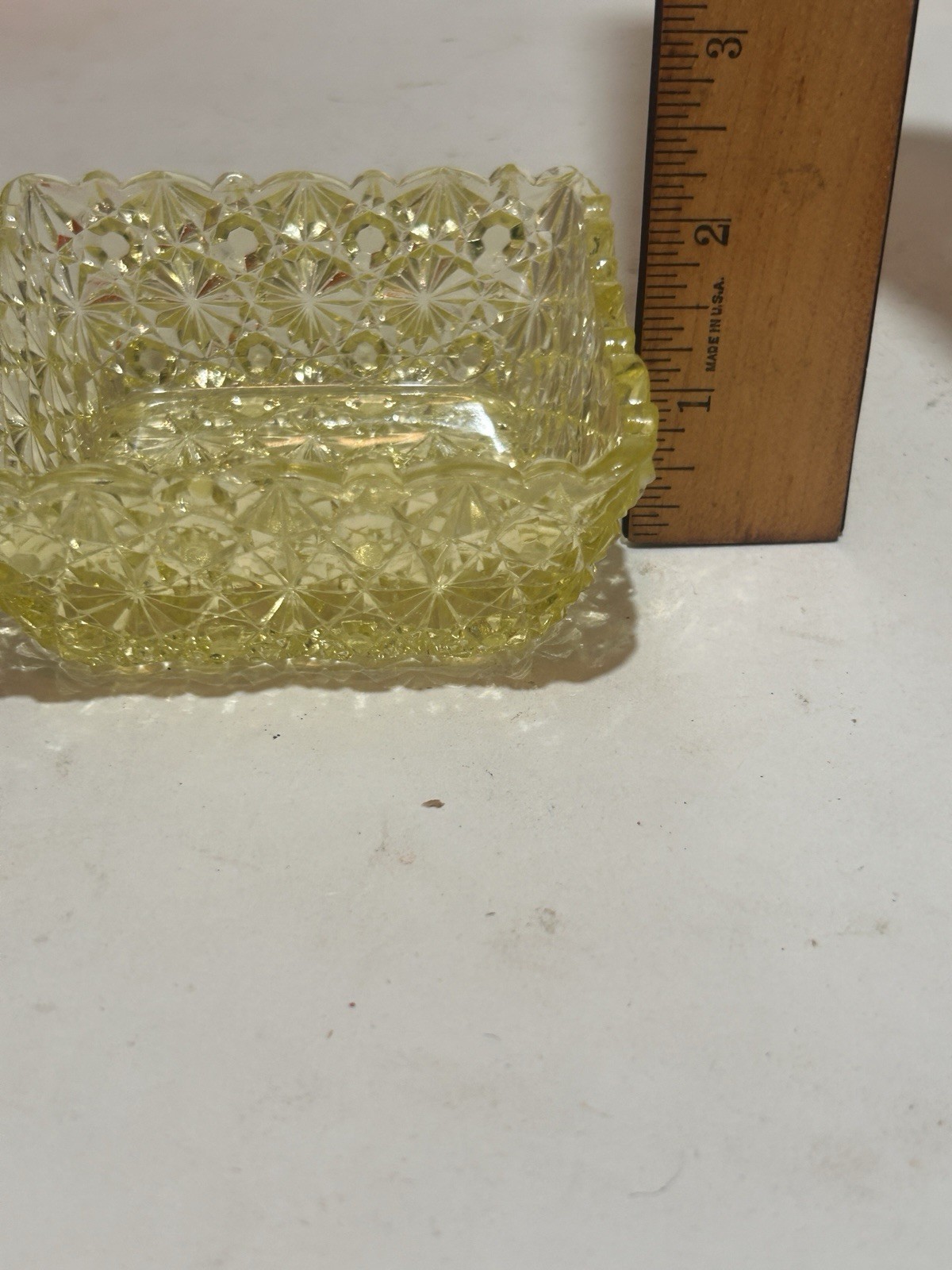 Uranium Vaseline Glass Daisy Button Dish 4 Inch Berry Bowl