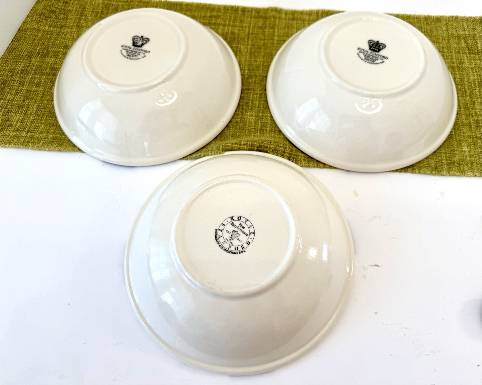 Vtg 3 Royal Stafford Cereal Bowls Black & Cream Chequers 6 3/4” Mckenzie Childs