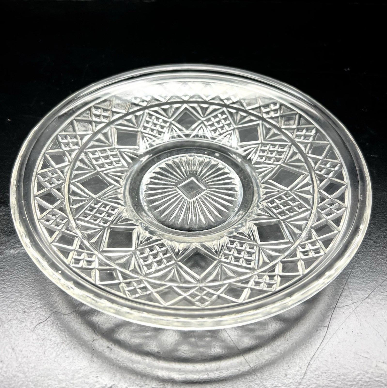 1950s Set of 2~Hazel Atlas~ GOTHIC Big Top Peanut Butter~ Crystal Luncheon Plate