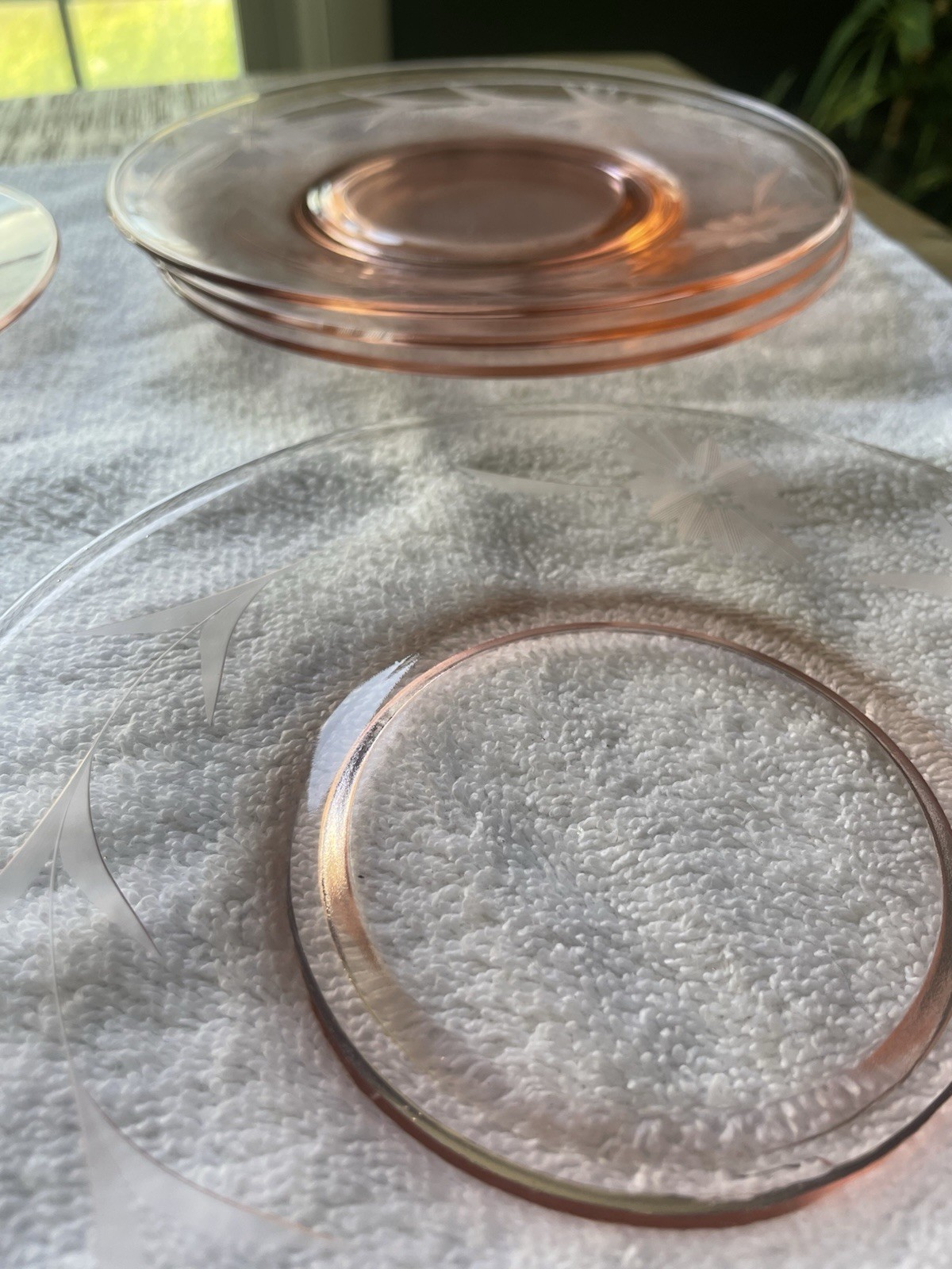Vintage Pink Depression Glass Plates Set Of 6 6.5in