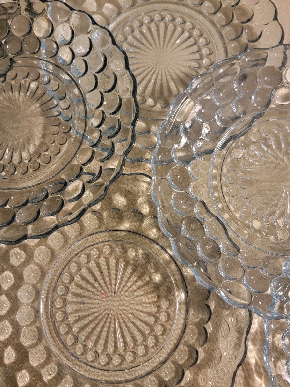 8 Anchor Hocking Sapphire Blue BUBBLE Depression Glass Dessert Bread 6.5″ Plates