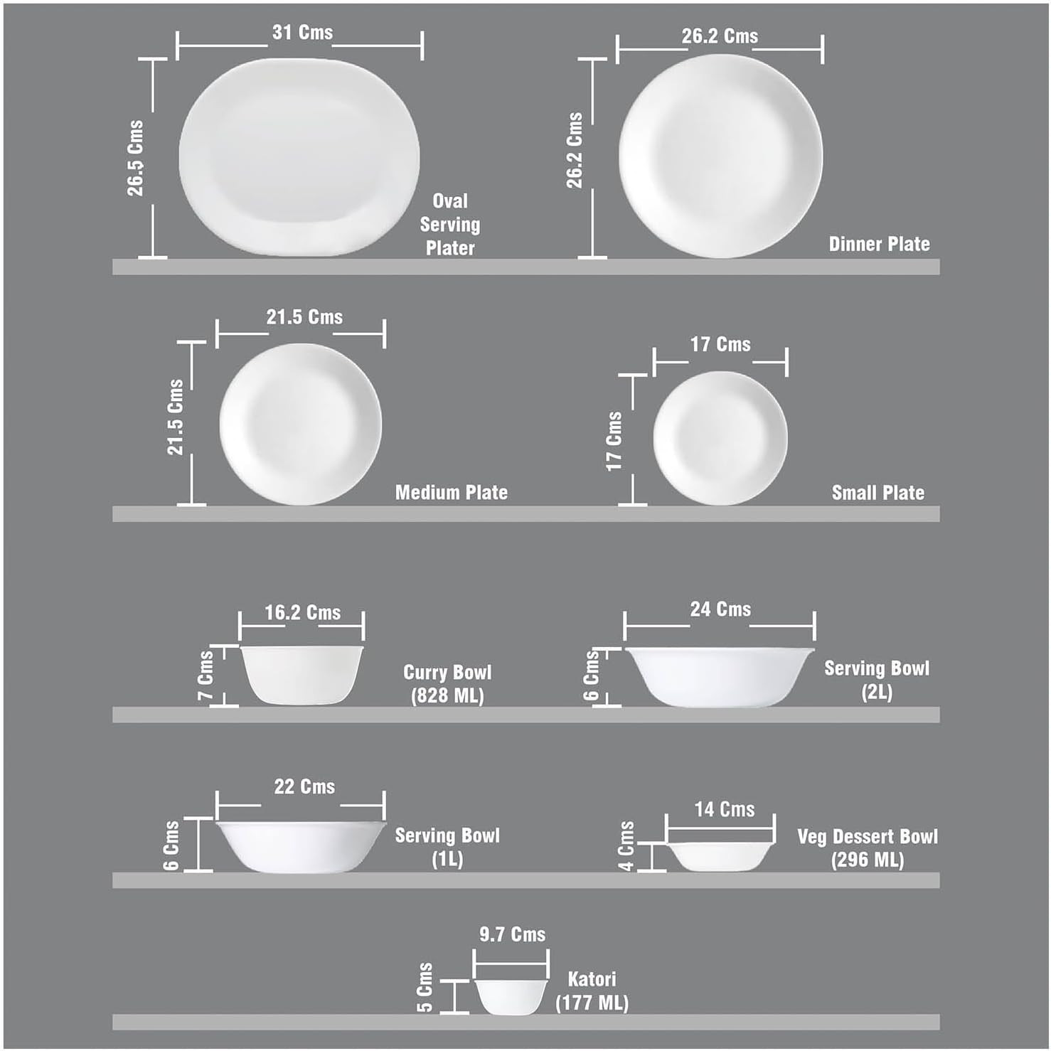 Corelle Vitrelle 6-Piece Soup/Cereal Bowl Set Triple Layer Glass and Chip Resist