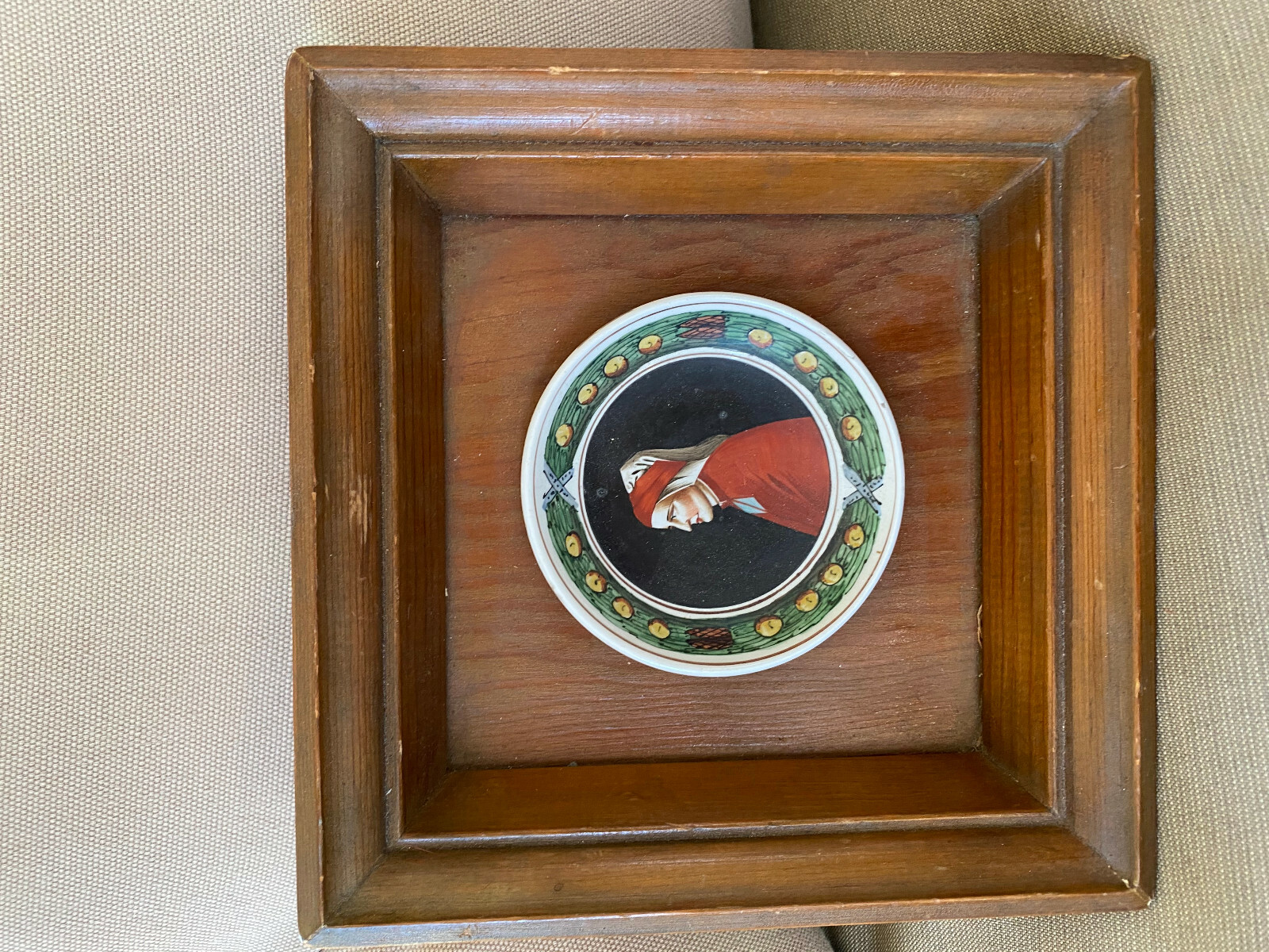 Wooden Frame Antique Italian Medallion Verbanum Stone Sci Laveno