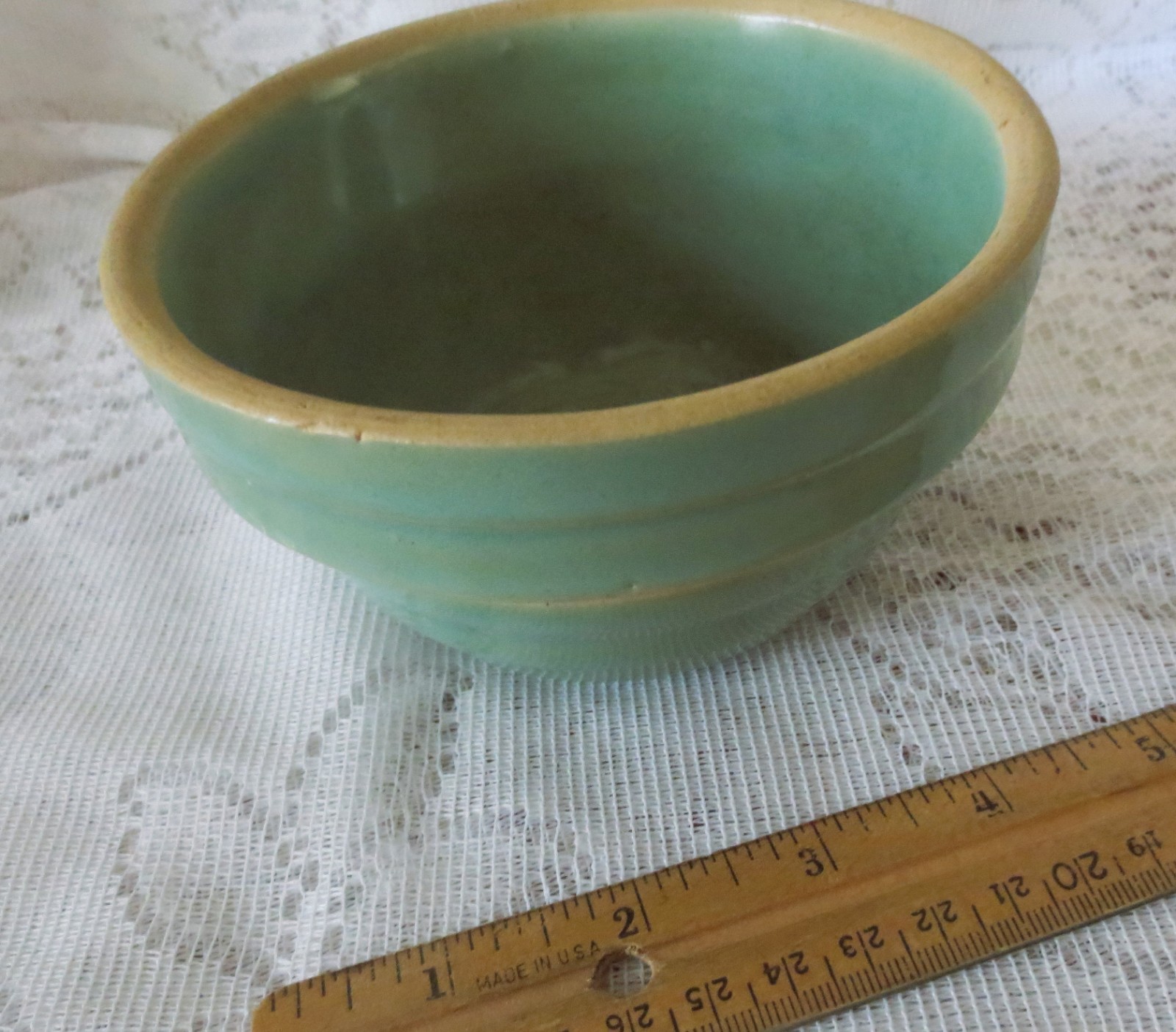 5″x3″ BOWL Ceramic Pottery MUTED GREEN Vintage Brooklyn New York Studio 5IN USA