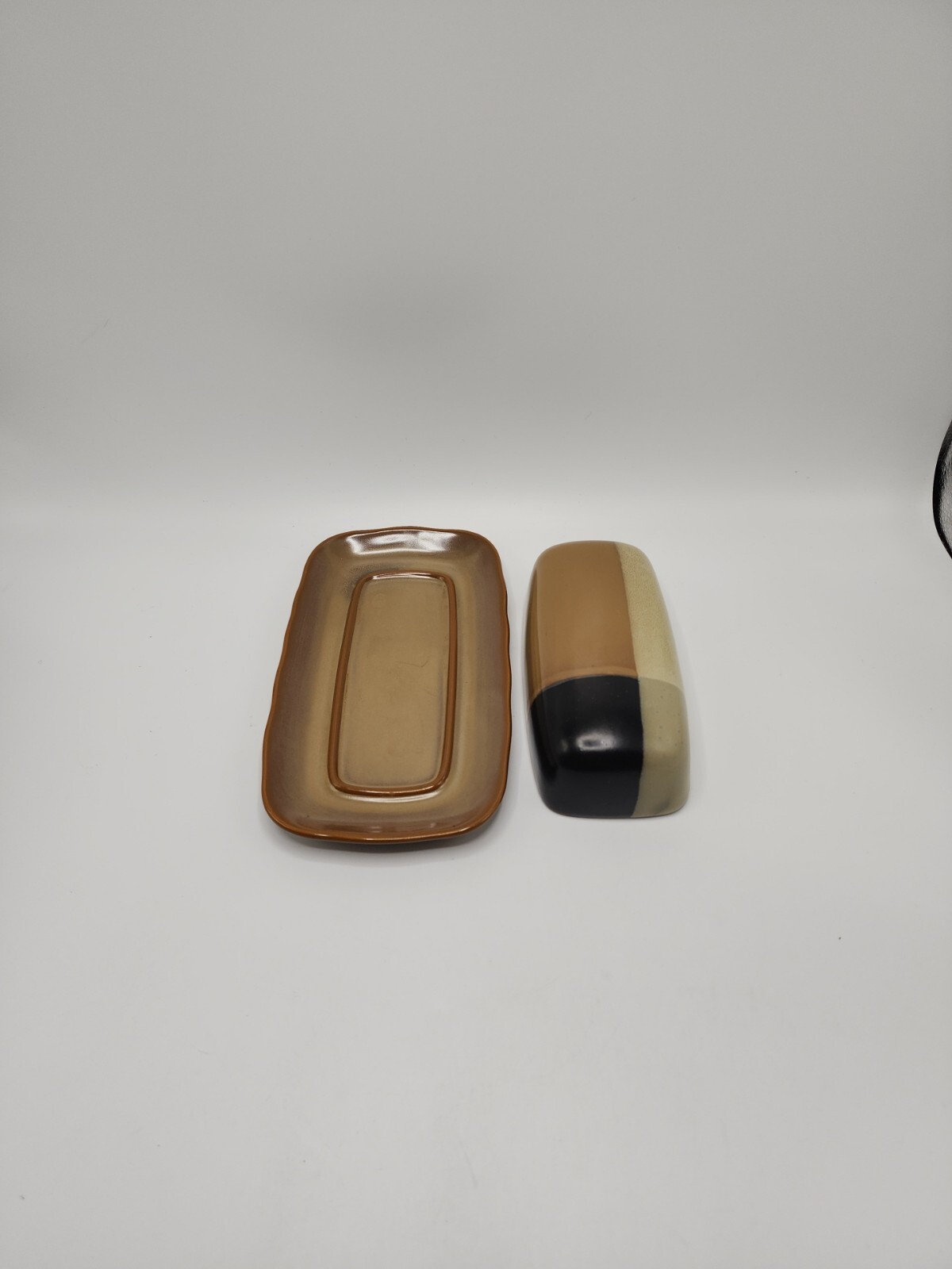 Sango “Gold Dust Black” Covered Butter Dish