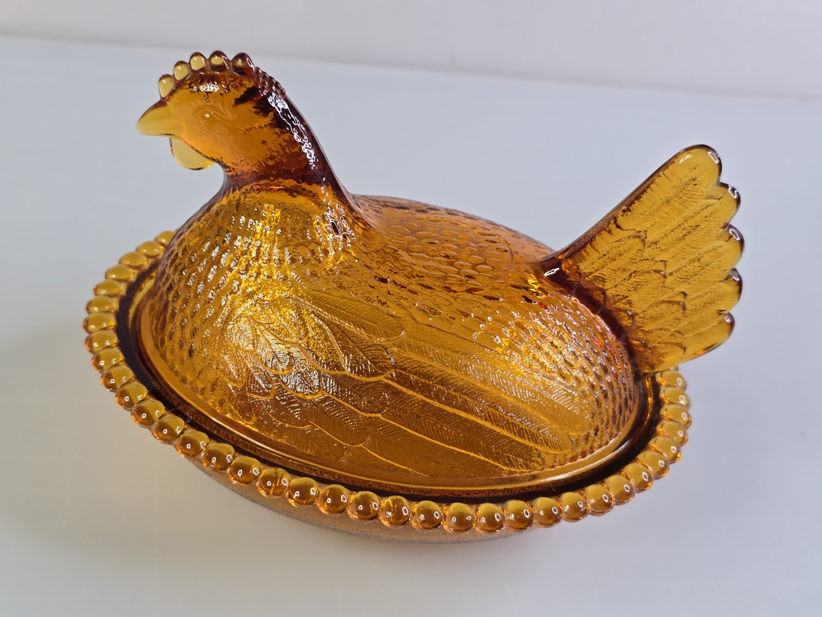 VTG Indiana Glass Amber Golden Hen On A Nest Candy Dish EXCELLENT LOOK !! GIFT !