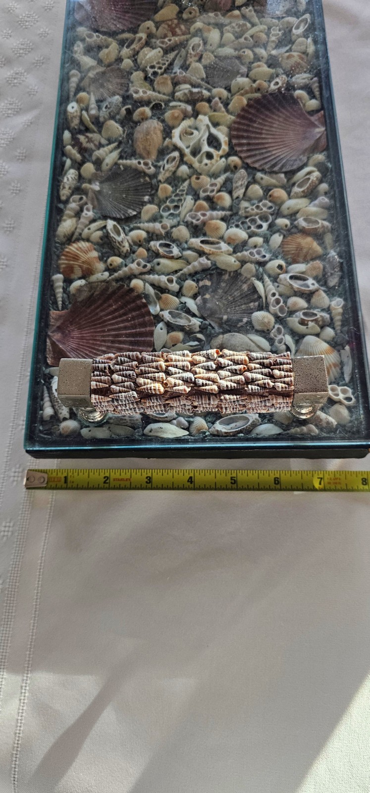 Shell handmade art rectangular glass tray, “close to the sea”💦