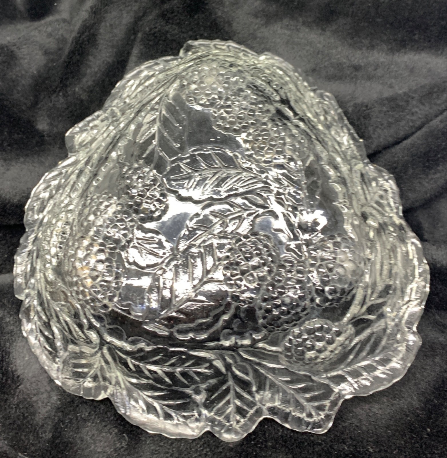 Vintage Indiana Glass Loganberry Clear Triangular Bowl Candy Dish 7″
