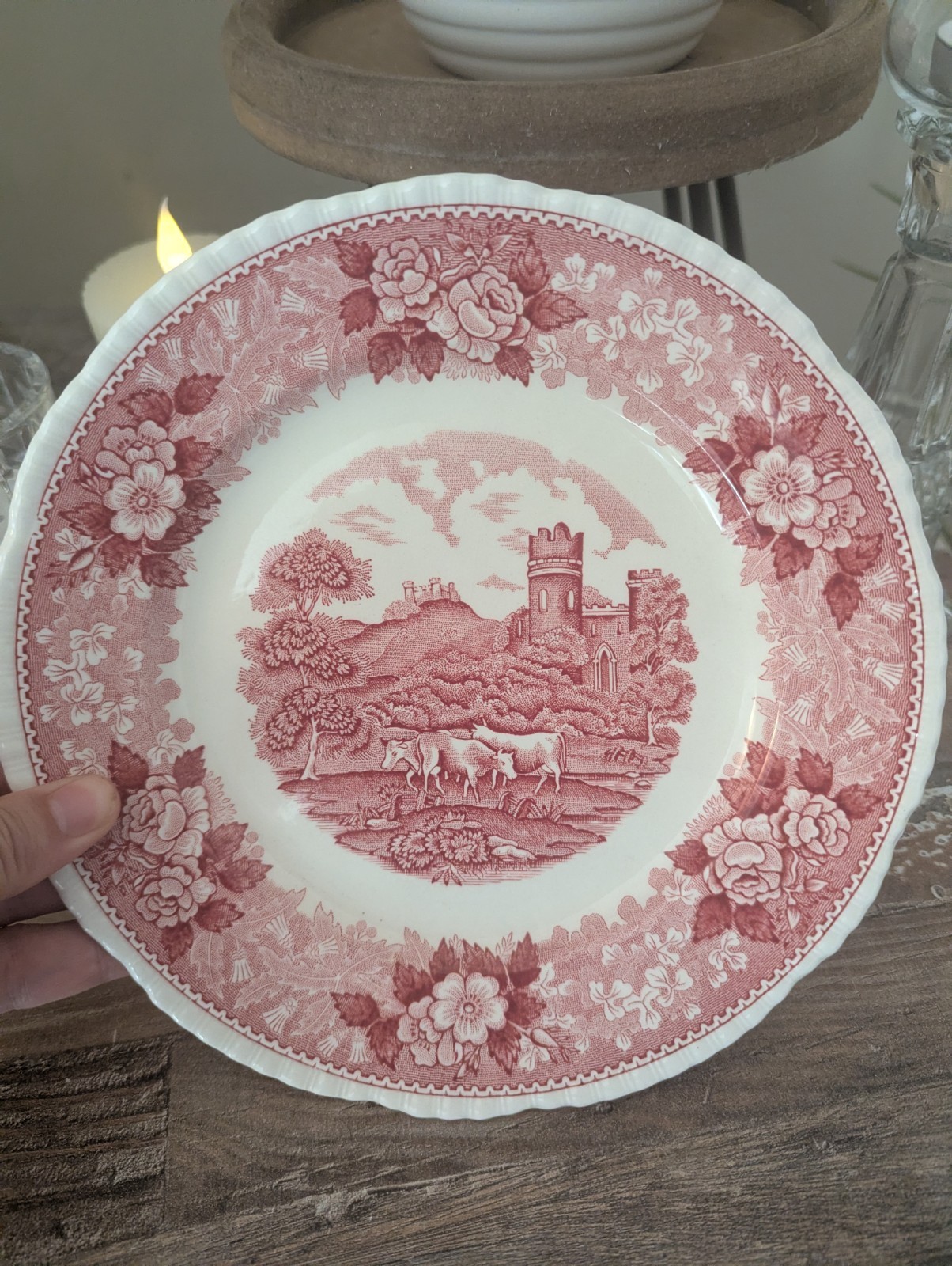 Vintage Adams English Scenic Red Transferware Ironstone Plate | Made in England