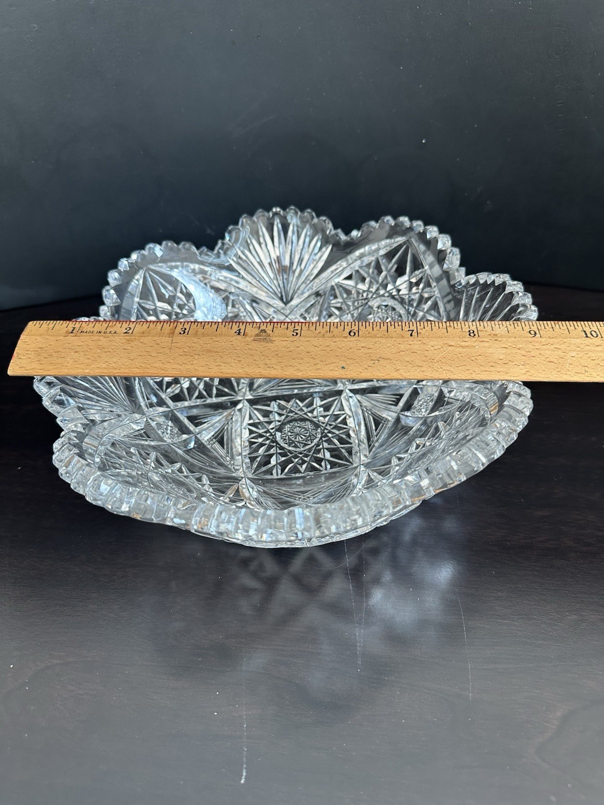 VTG American Brilliant Period (ABP) Cut Lead Crystal Glass w/Sawtooth Rim Bowl