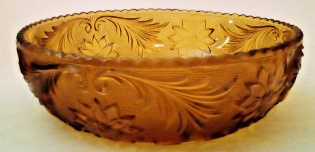 VTG TIARA INDIANA GLASS AMBER SANDWICH NAPPY CEREAL/SOUP BOWLS 6.5″ Ad