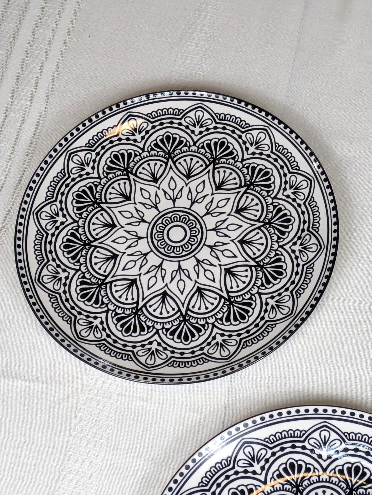 Set 6 Royal Norfolk Black & White Mediterranean Ceramic Salad Plates 7.5 NEW