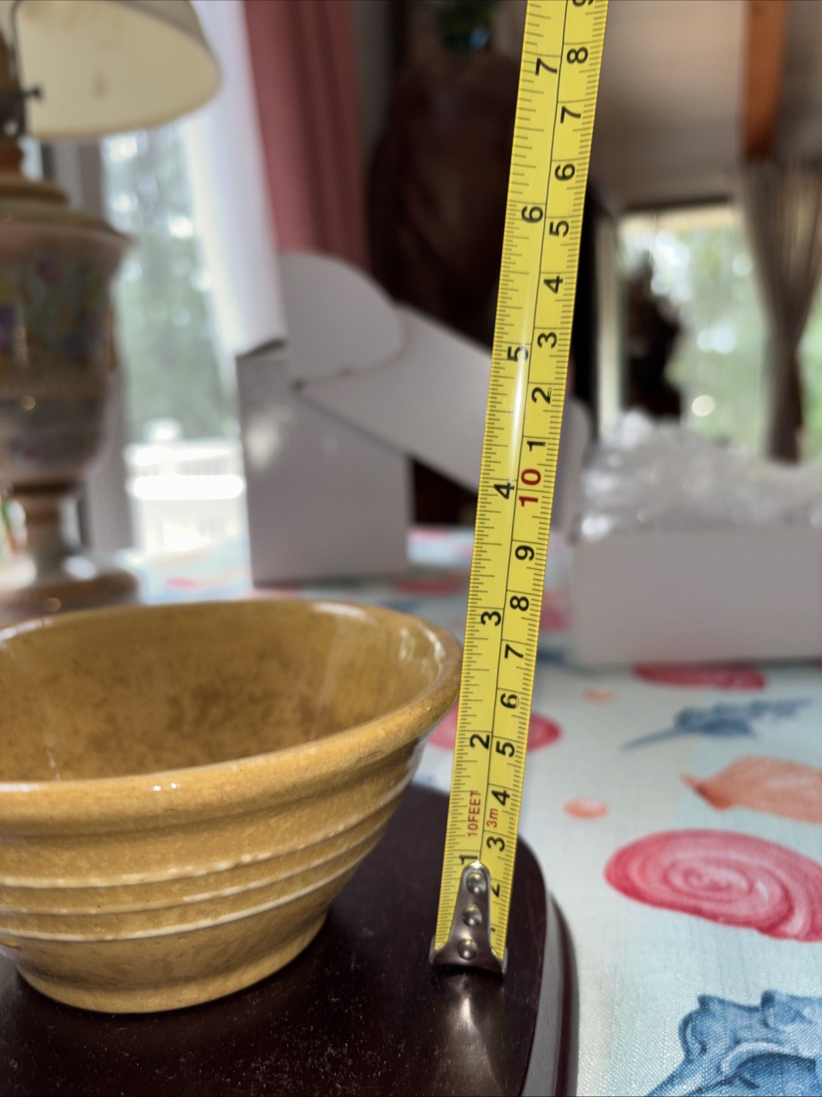 RARE ANTIQUE VINTAGE TINY 5 ¼” McCOY 3 WHITE BAND BOWL YELLOW WARE MINT