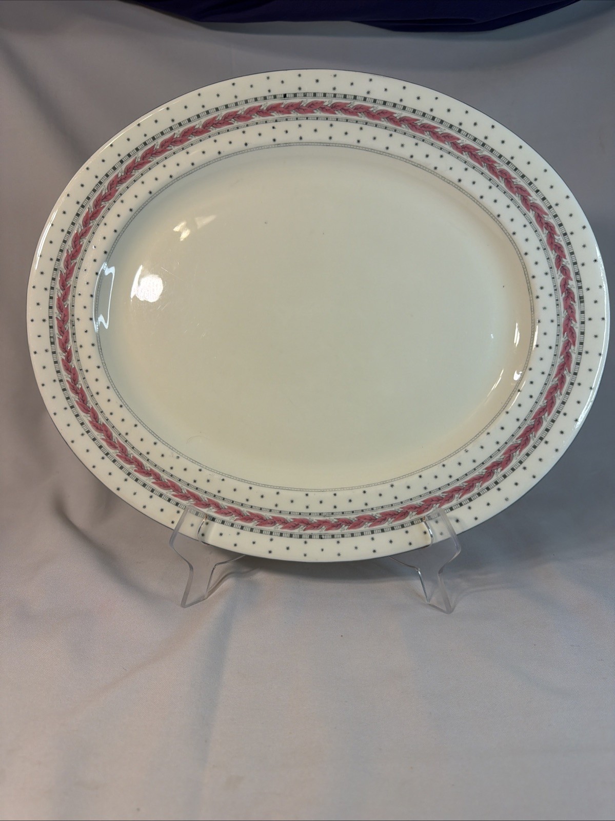 Royal Worcester Alpine Pink 15.5” X 13” Oval Serving Platter Bone China Vintage