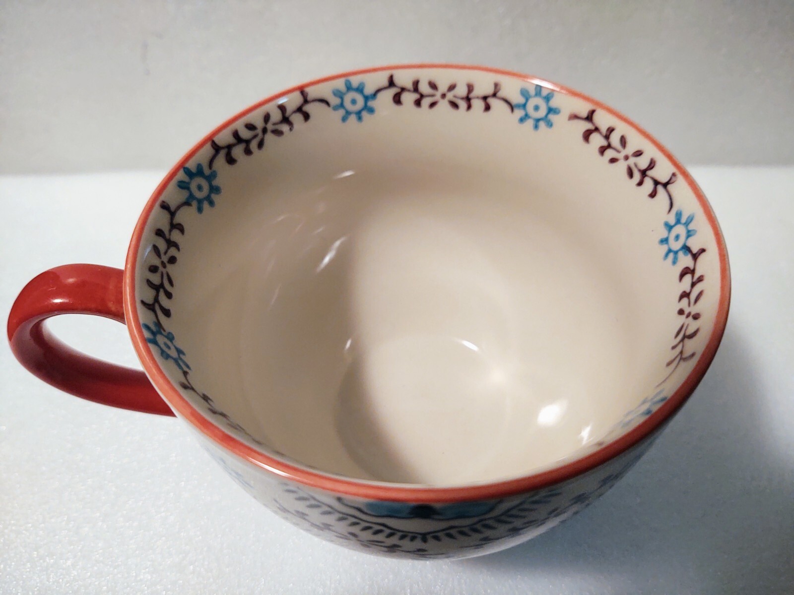Yokohama Studio Hand Painted Footed Floral Boho Coffee Mug Textured Raised Dots
