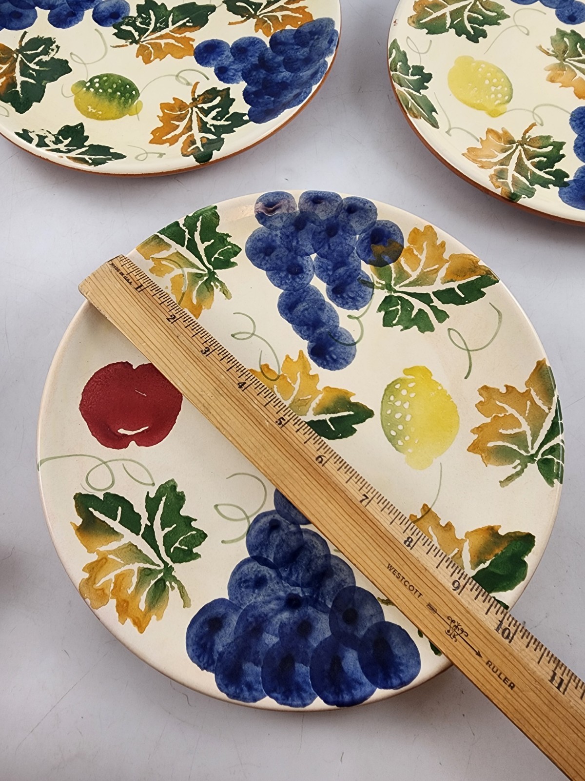 Ceramiche Alfa Dinner Plates – Made in Italy Fruit and Leaves 10″ Qty 3