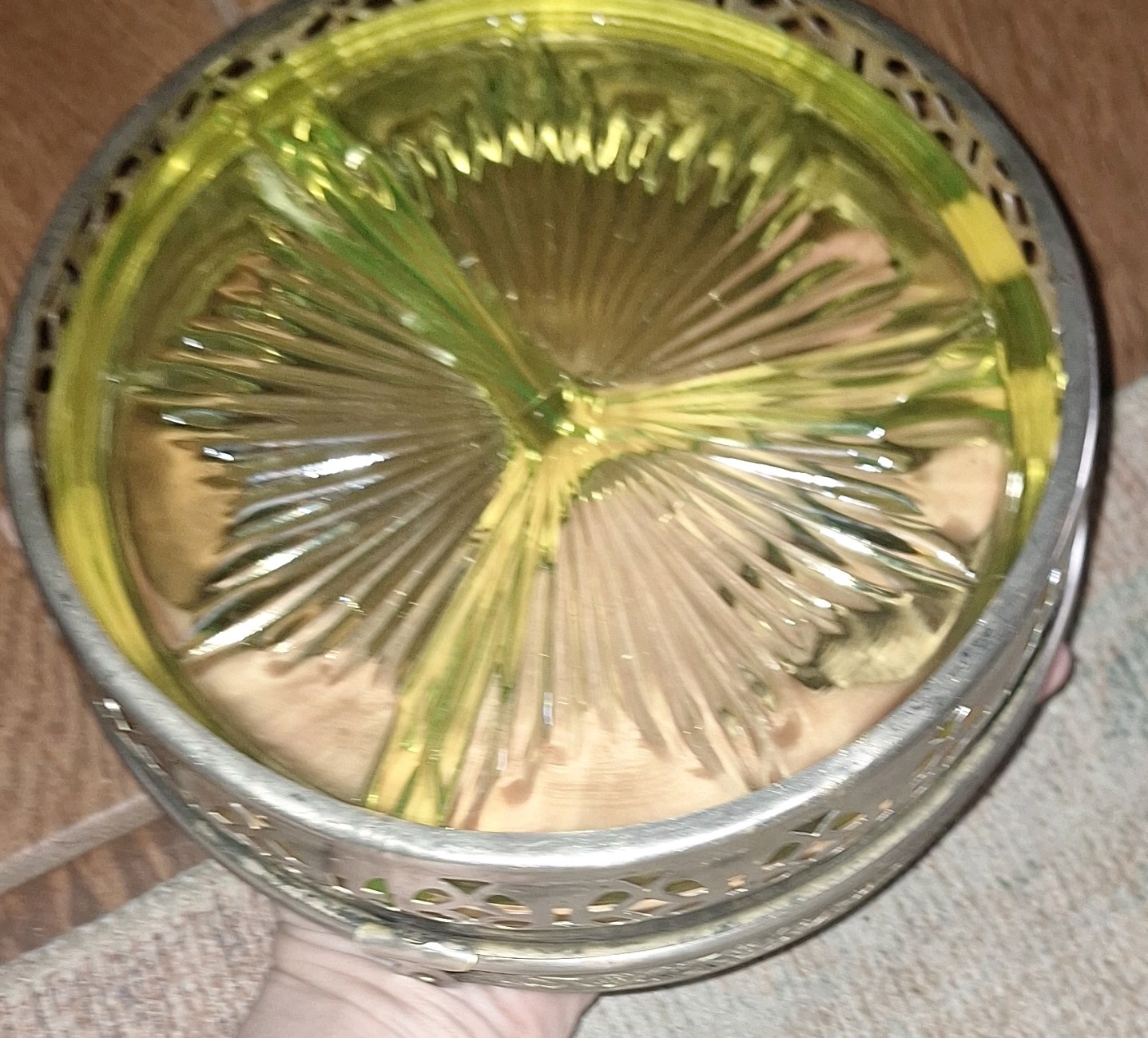 Vintage Chrome & Vaseline Glass Divided Relish Tray UV Reactive Minor Flea BITE