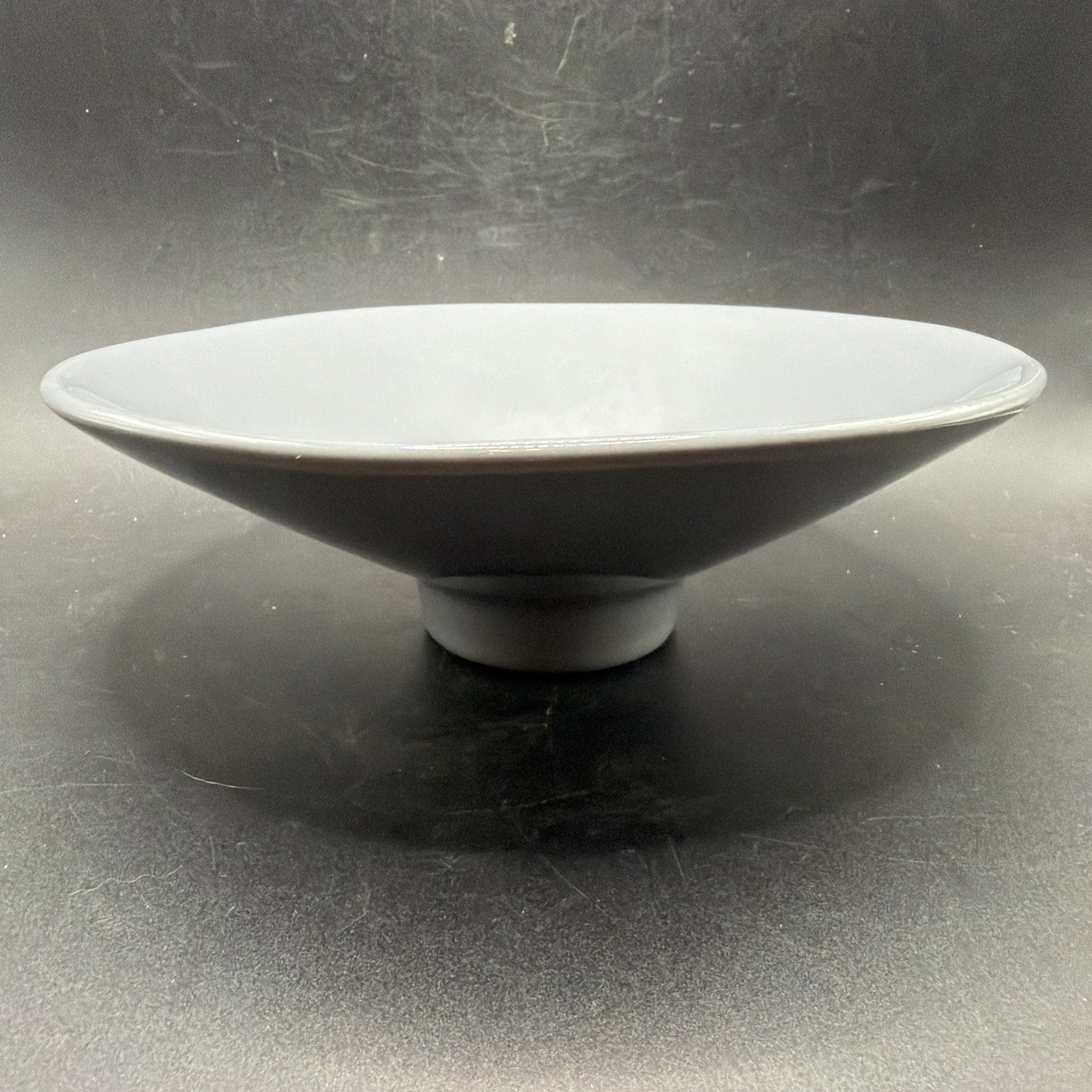 Haeger Pottery Blue Bowl USA Pedestal Container Dish 3296-1985 Ikebana