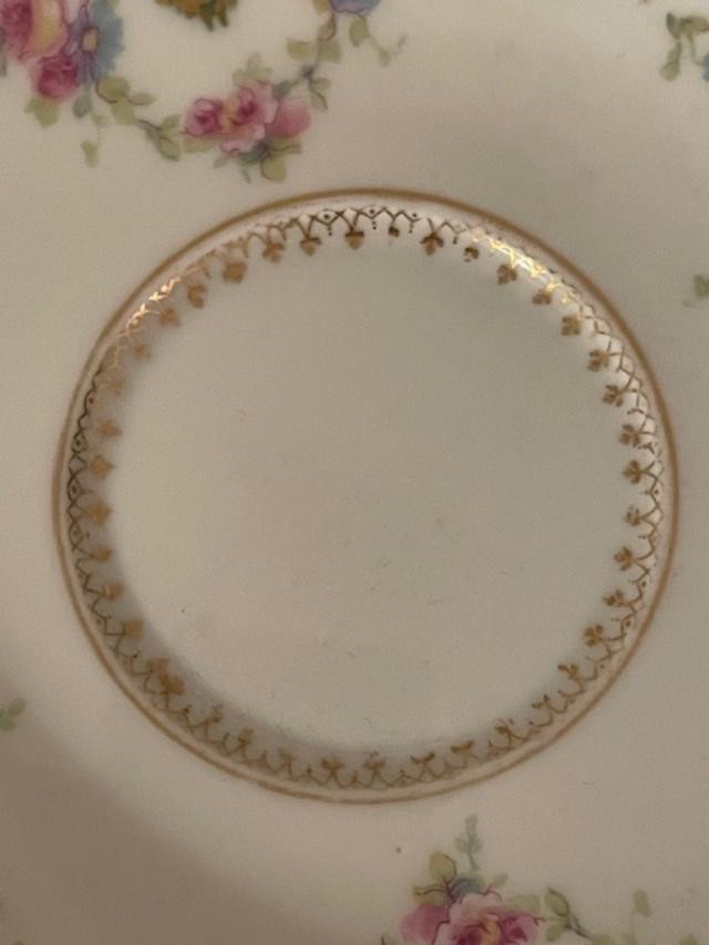 Haviland Limoges Pink Rose, Medallions-Flower Garland, Gilded Demitasse Saucer