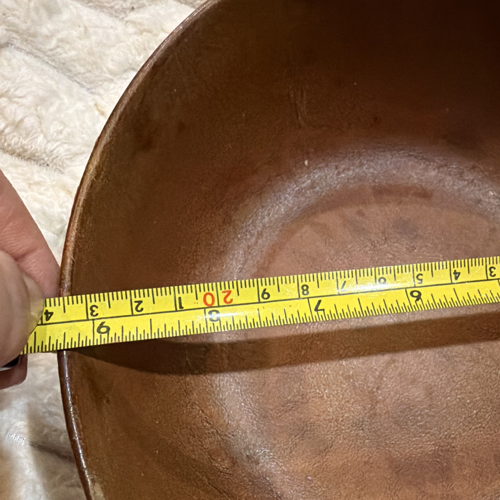 Vintage MCM Brown Drip Pottery Bowl – Faux Leather Glaze