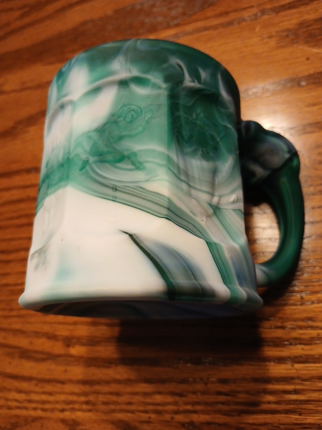IMPERIAL GLASS Storybook Deep Green Slag Child’s Mug Cup Vintage – Nice!
