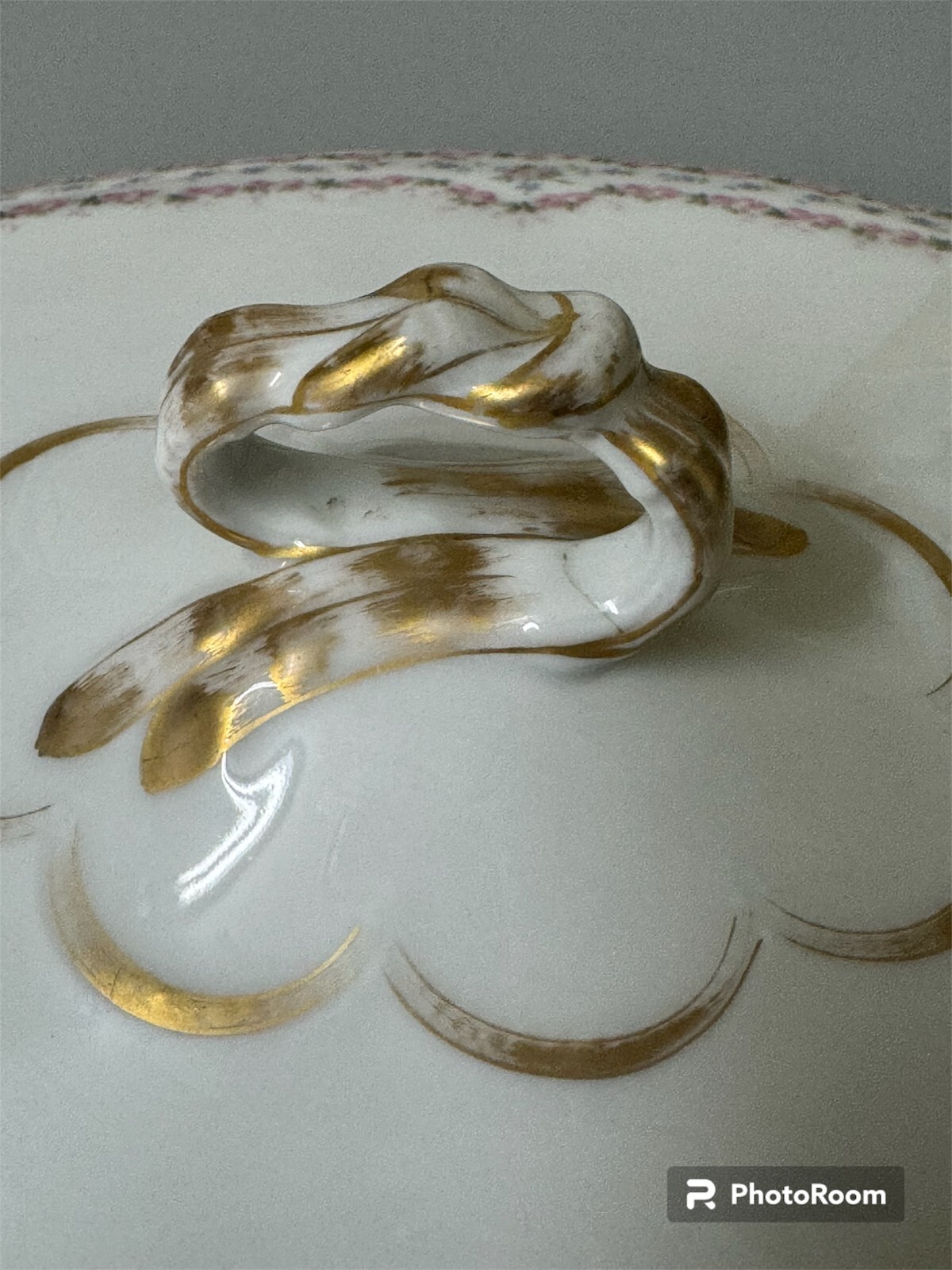 Limoges Hand Painted Tureen Early 1900s French J Pouyat Pink & Gold
