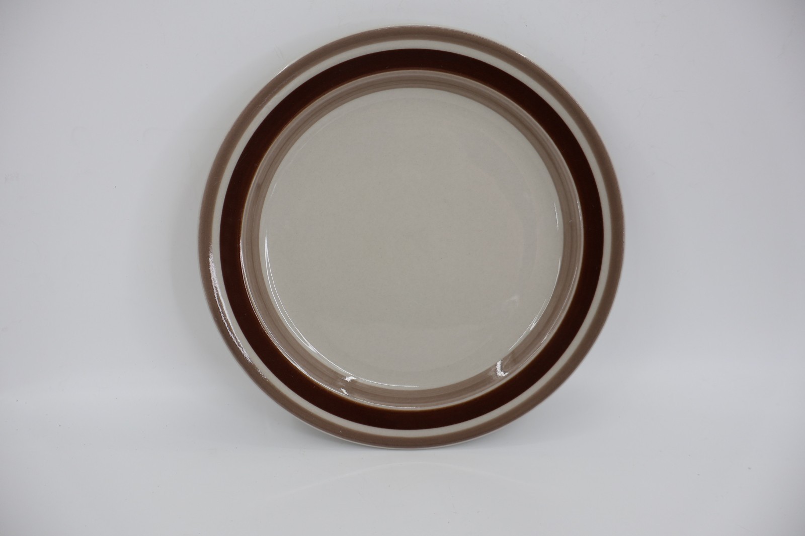 Arabia Finland Pirtti Salad Lunch Plates 7.75″ Brown Stripe Stoneware Lot of 4