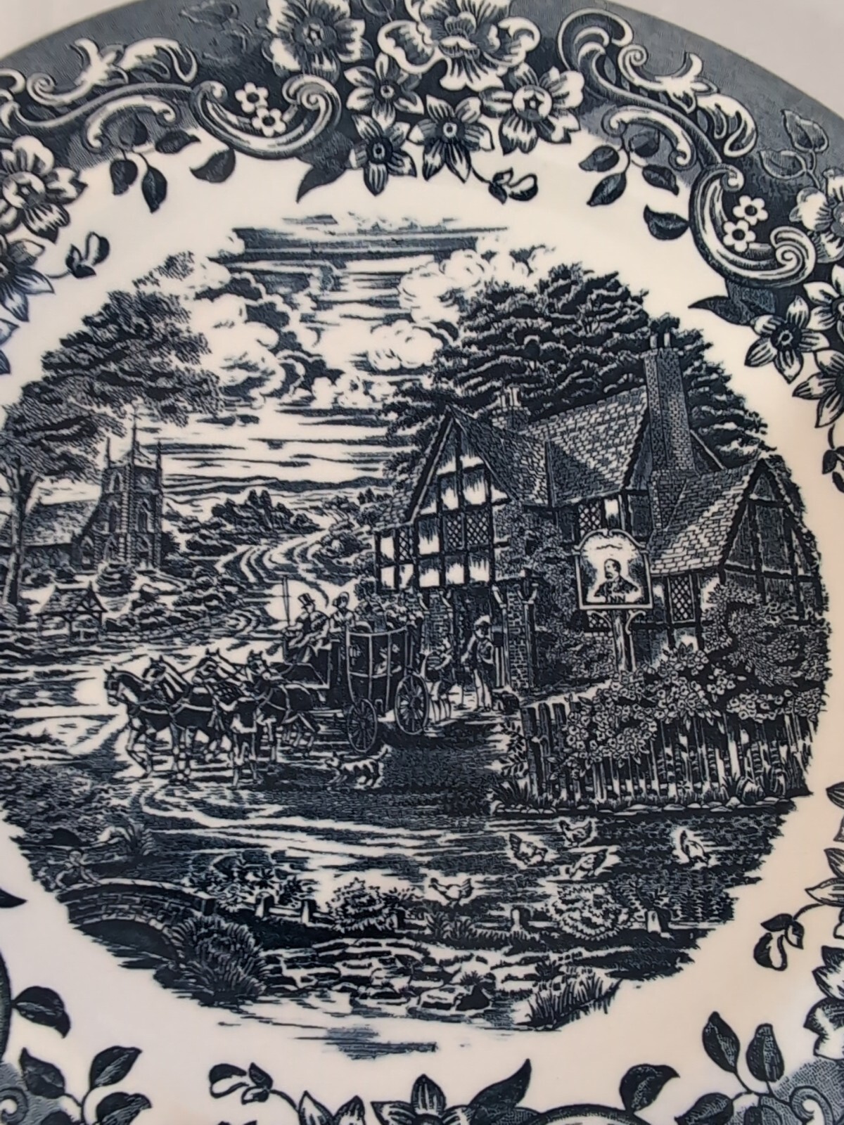 Staffordshire Engravings Blue 17th Century 10.5″ Dinner Plate