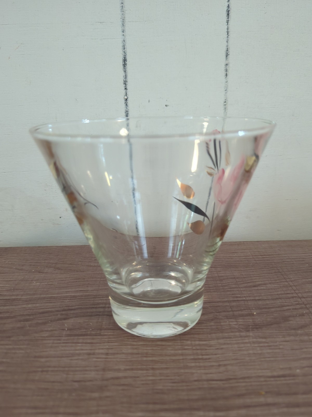 Vintage Handpainted Floral Dish/Vase, 5.25″ Tall, 2.5″ at Bottom, 5.5″ at Top