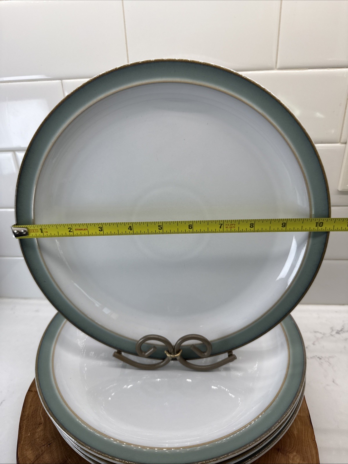 4-Denby England Regency Green 10 3/8″ Dinner Plates