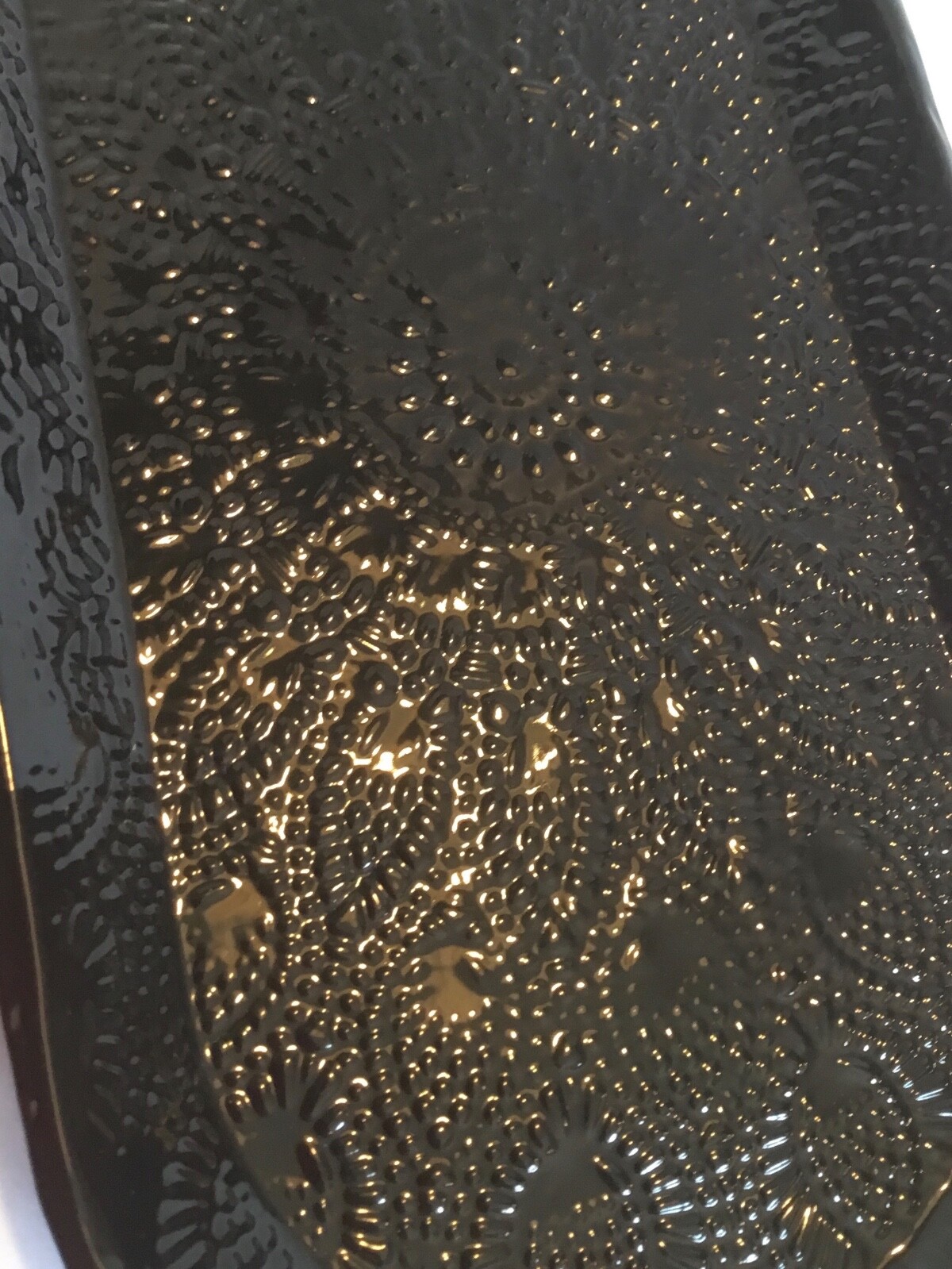 Platter Tray ceramic large pottery shiny black food microwave dishwasher safe