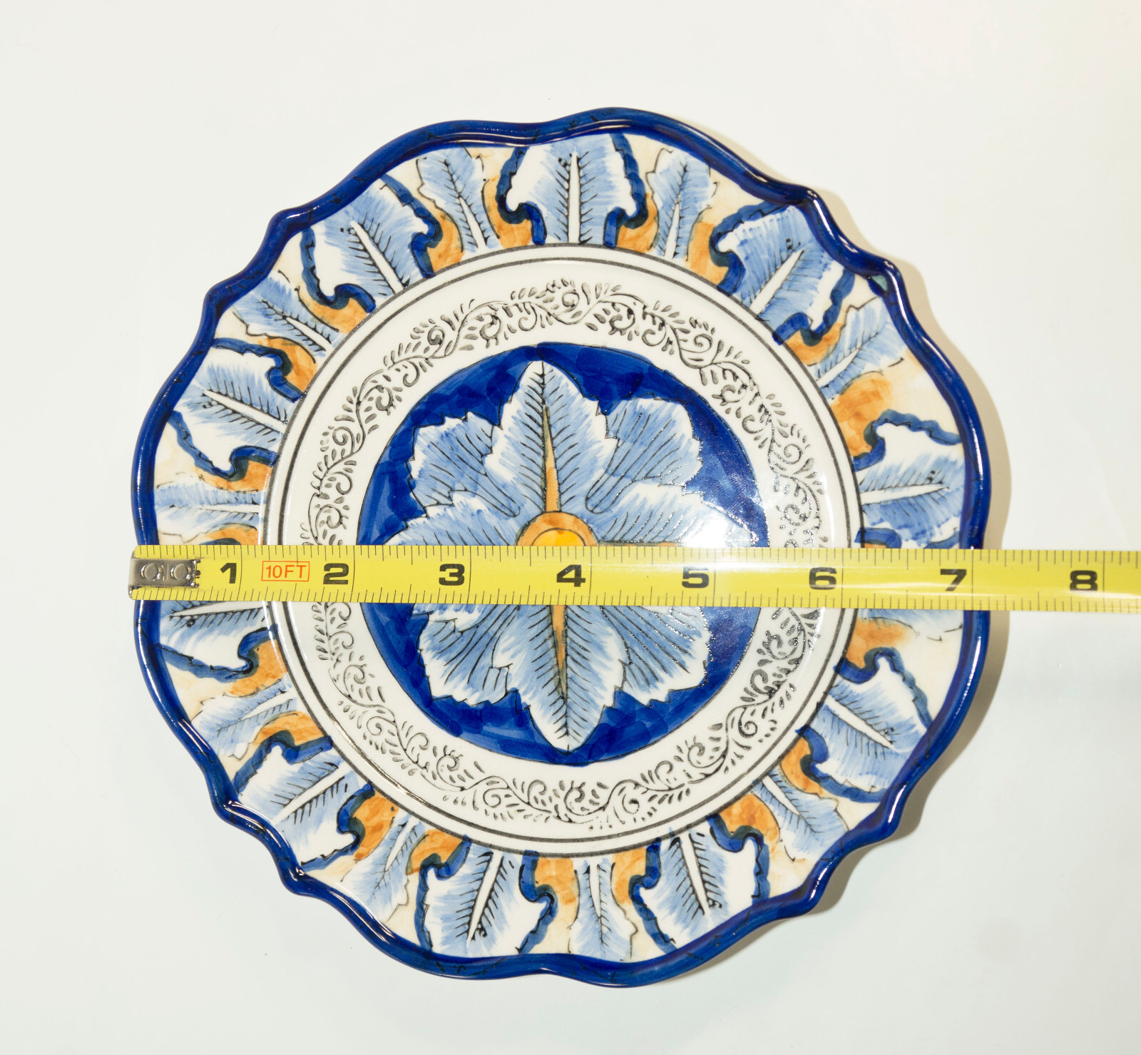 I. Godinger & Co. Italian Cobalt Blue Yellow Hand Painted 7” Dessert Plate