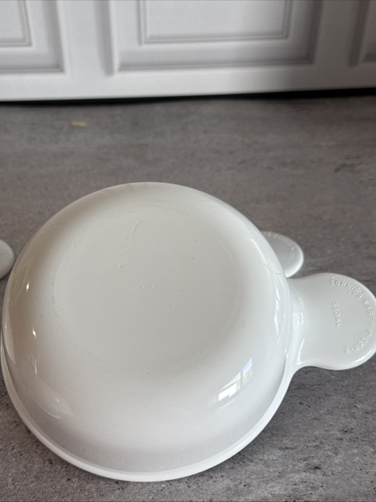 CORNING WARE 4 VTG WHITE GRAB IT BOWLS P-150-B WITH HANDLE 15 OZ. SOUP NO LIDS