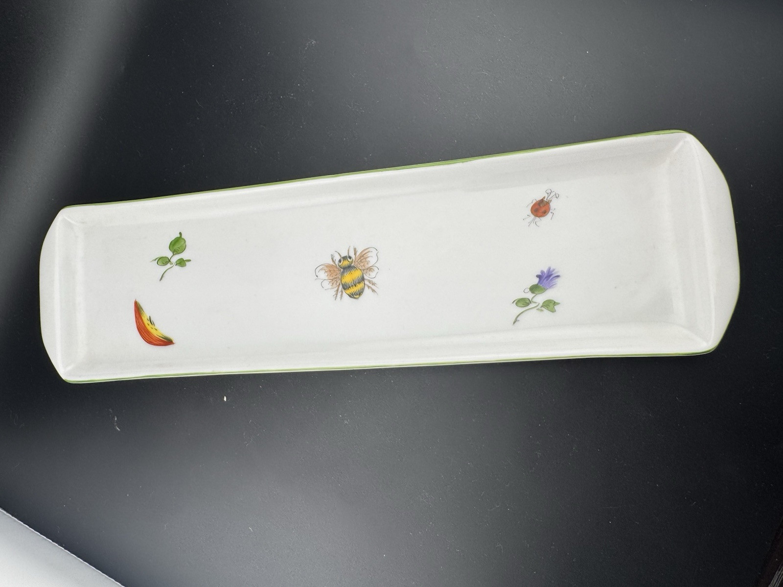Thun Czech Porcelain Basket Weave Tea Set Hand Painted Bees Flowers And Fruit