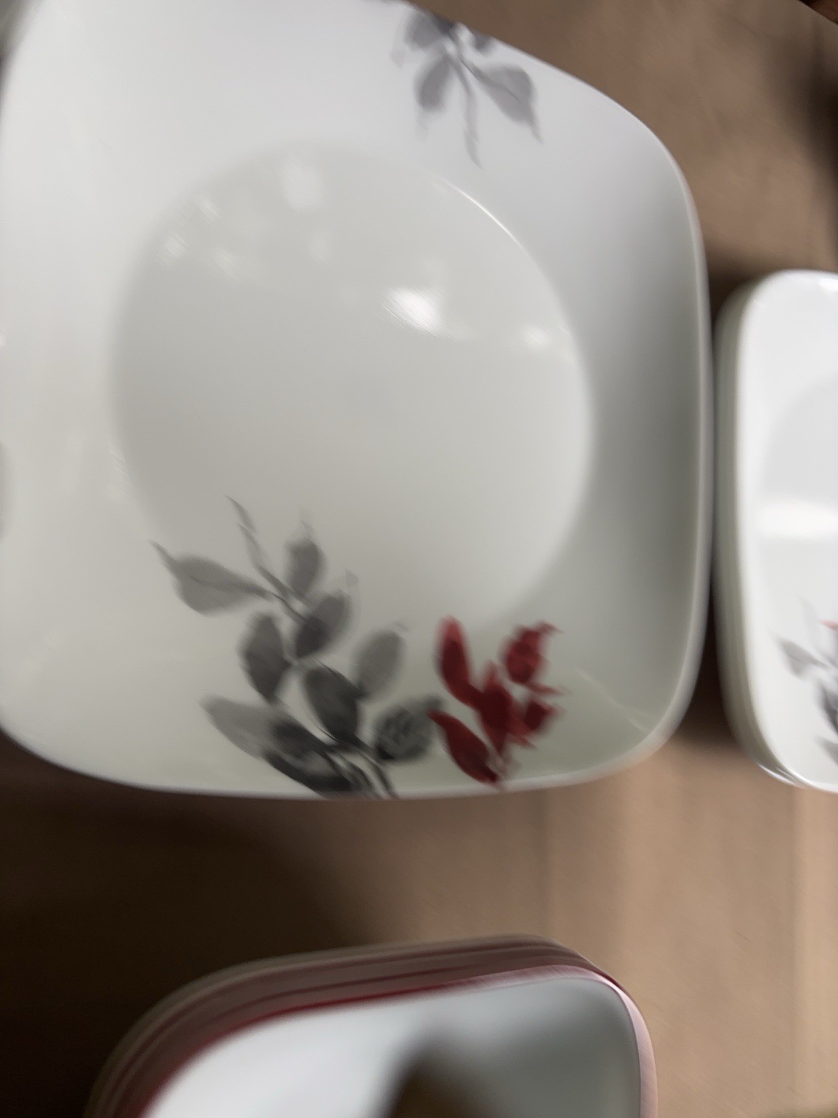 Corelle Kyoto Leaves 15 Pc Square Set 3 Dinner Plates 4 Luncheon 4 Bowls 4 Mugs