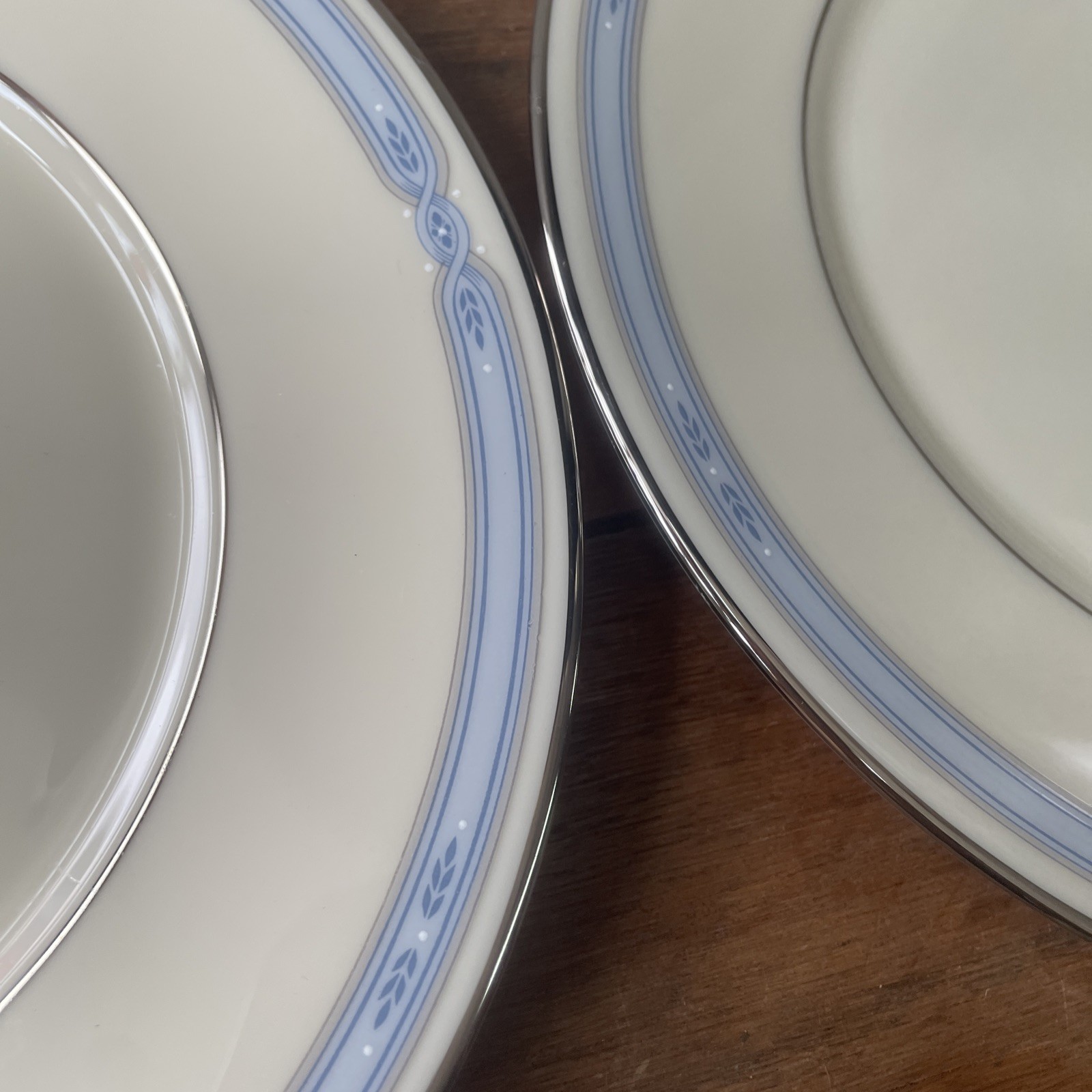 LENOX Courtland Salad Plate Set Of Four Blue Gray Band Platinum Trim 8”USA