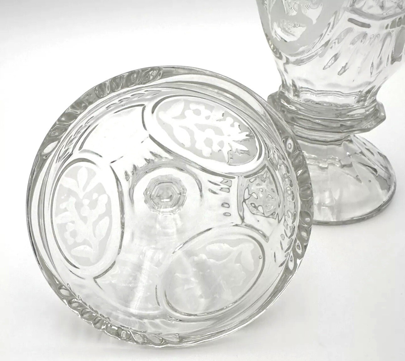 Apothecary Jar Lidded Etched Floral Patterns 15″ Crystal D’Adriana of Yugoslavia