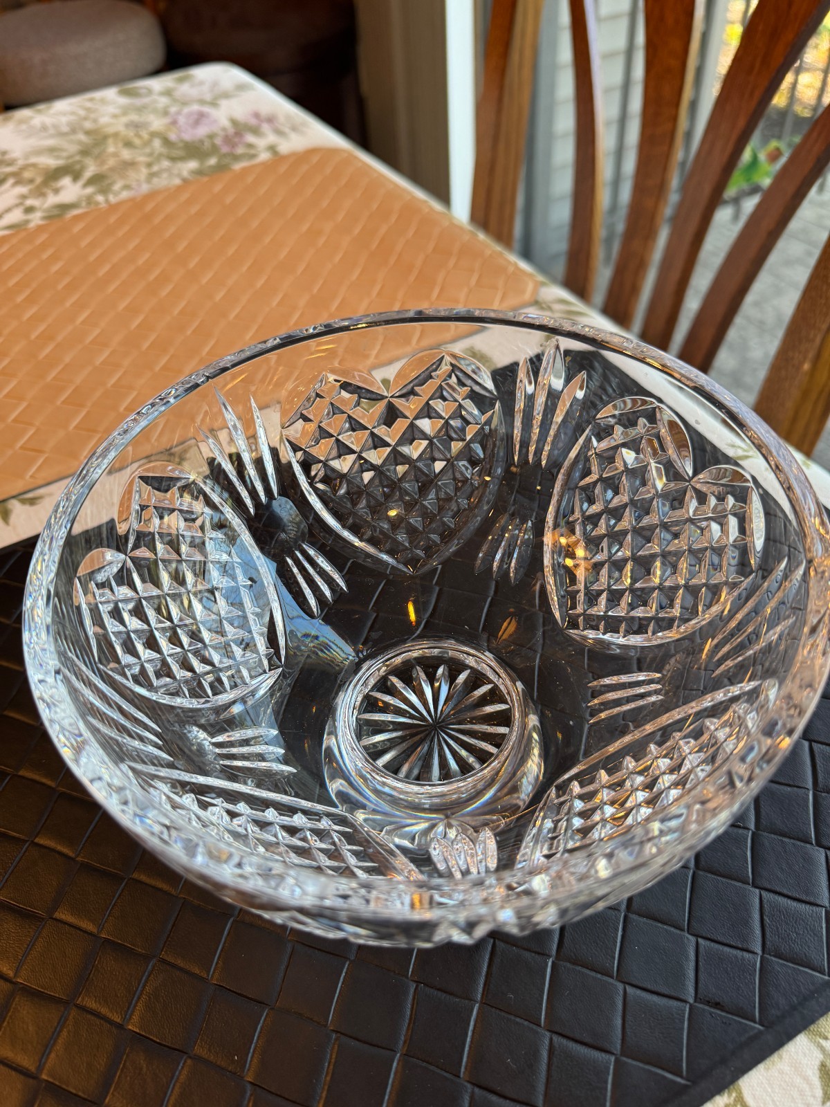 Waterford Crystal Wedding Heirloom 5″ Footed Bowl with Diamond Hearts