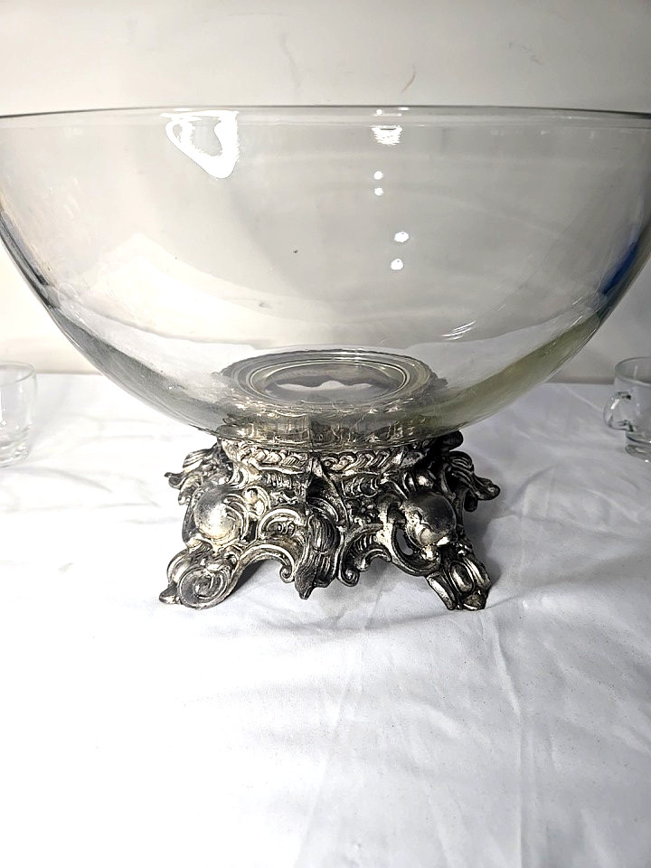 Pitman-Dreitzer 1545 Colony 10 Piece Silver Elegance Punch Bowl Set c1960s USA