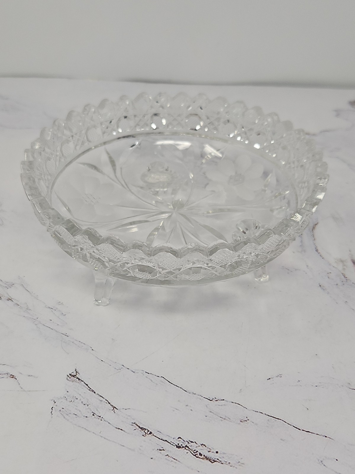 ABP Footed Bowl American Brilliant Meriden Shirley Pedestal Sawtooth 6″ Vintage