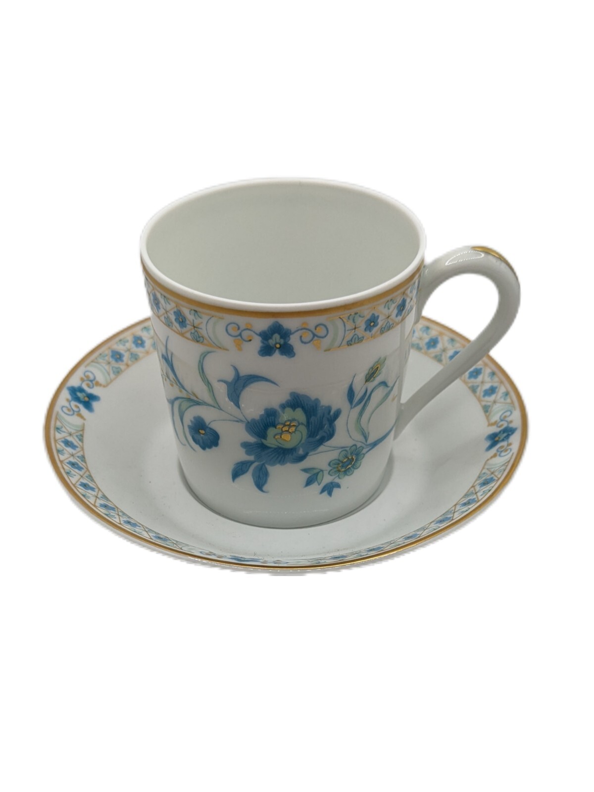 Haviland Limoges NANKING Blue & Green Floral Porcelain Cup & Saucer Nankin