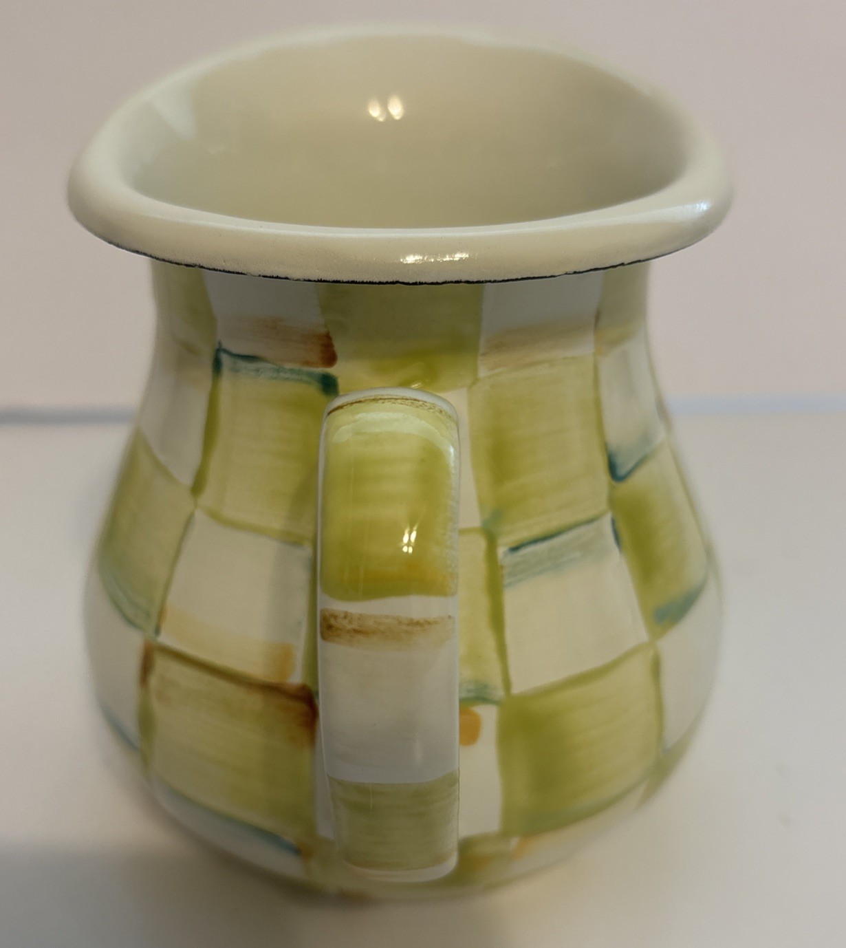 Mackenzie Childs Parchment Check Enamel Creamer