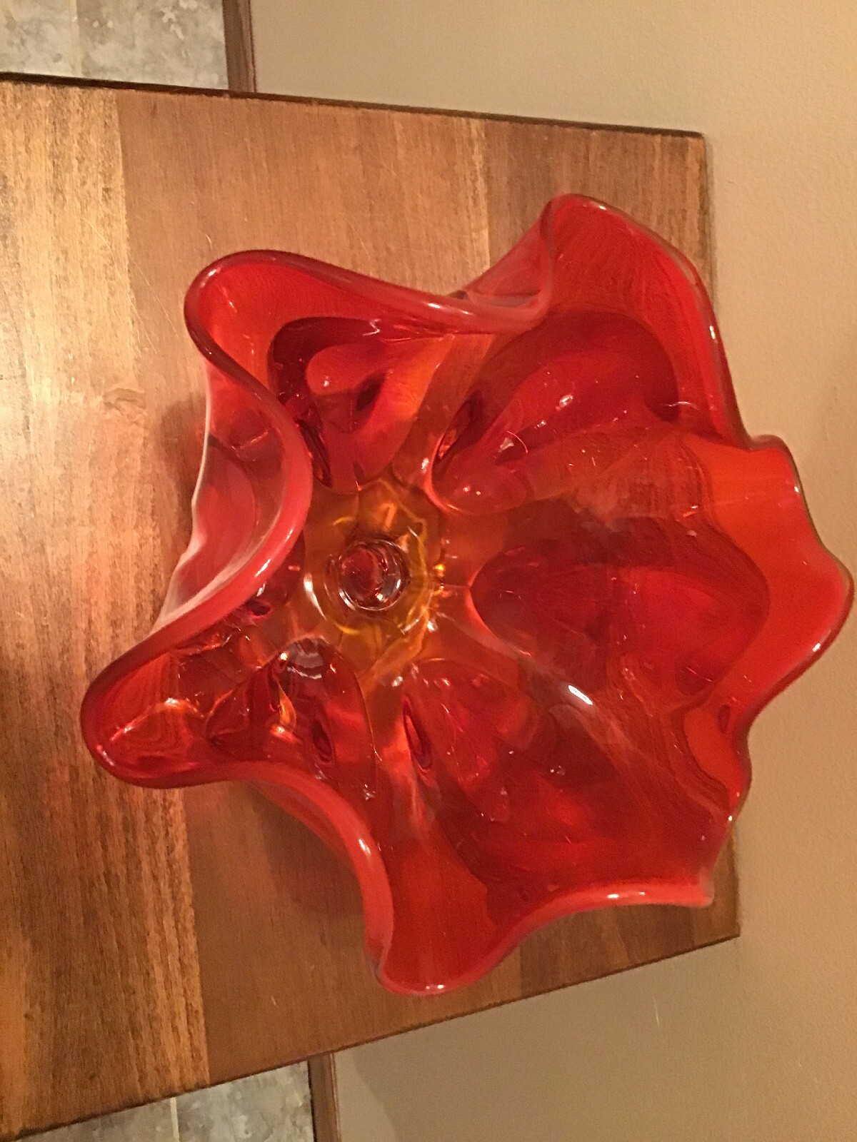 Beautiful Vintage Ruby Amberina 7” Pedestal Bowl Candy Dish Compote